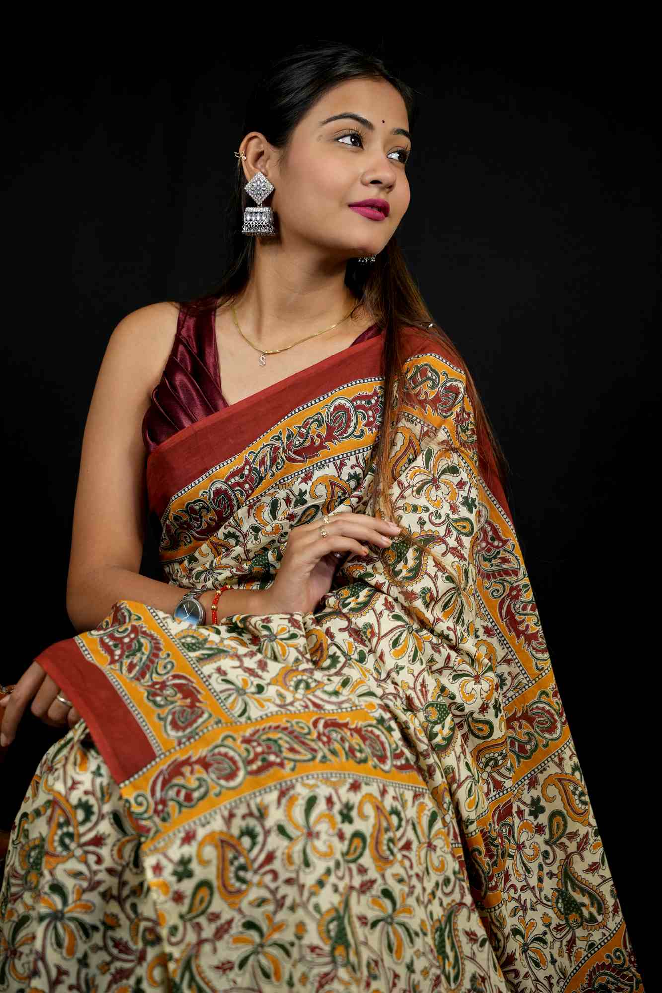 Mulmul Cotton with Hand Block Print Ready to Wear Saree