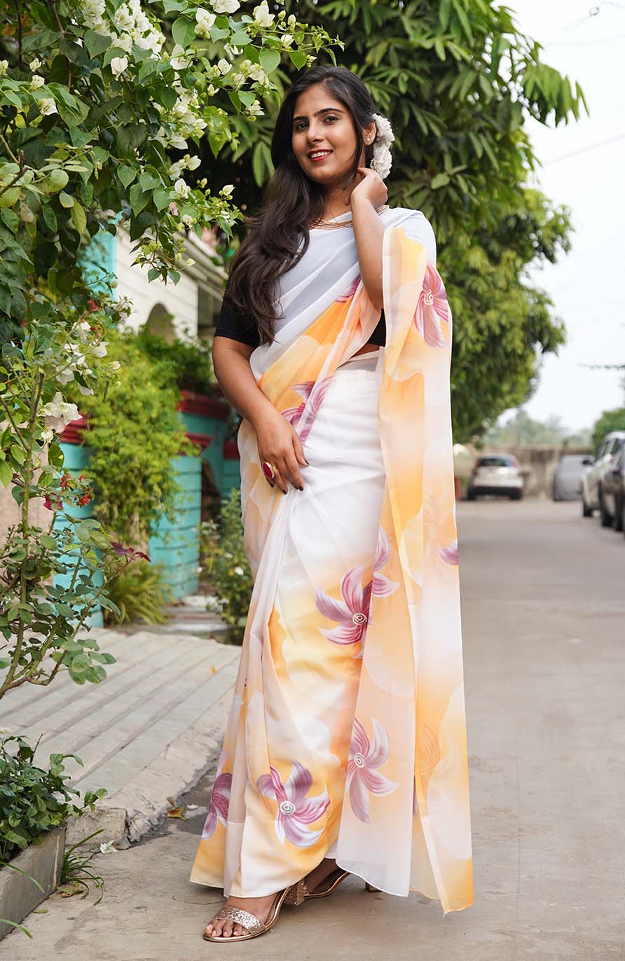 Ready To Wear Breezy Georgette Printed Wrap in 1 minute saree