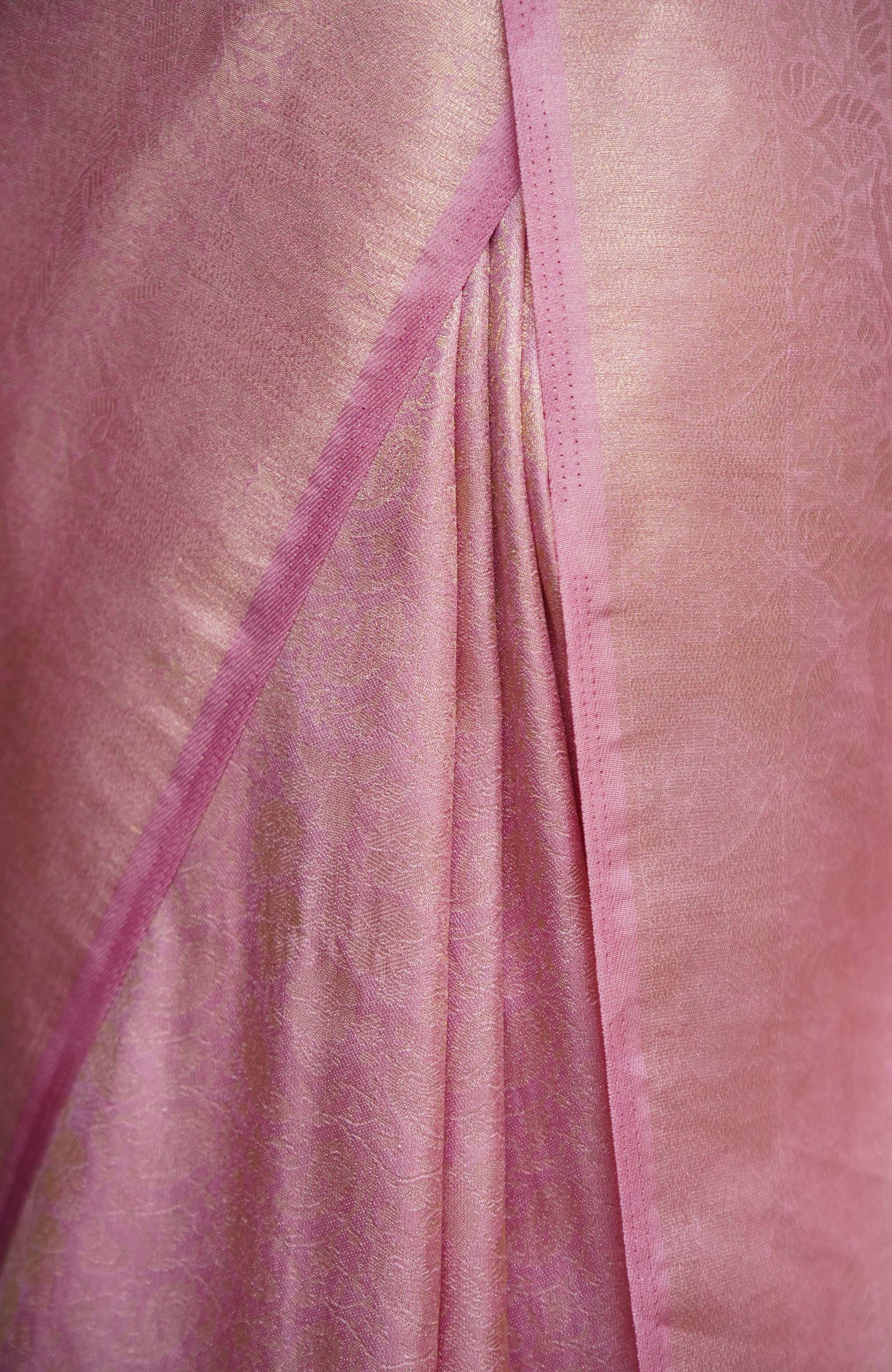 Ready To Wear light Pink Premium Banarasi Soft Silk With Zari Wrap In One Minute Saree