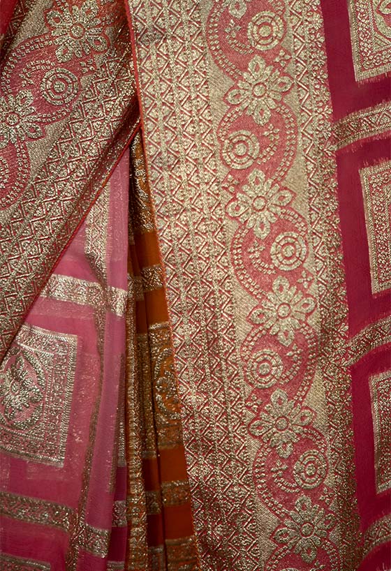 Jaipuri Bandhej with Gharchola Multi Viscose Georgette Silk Ready To Wear Saree