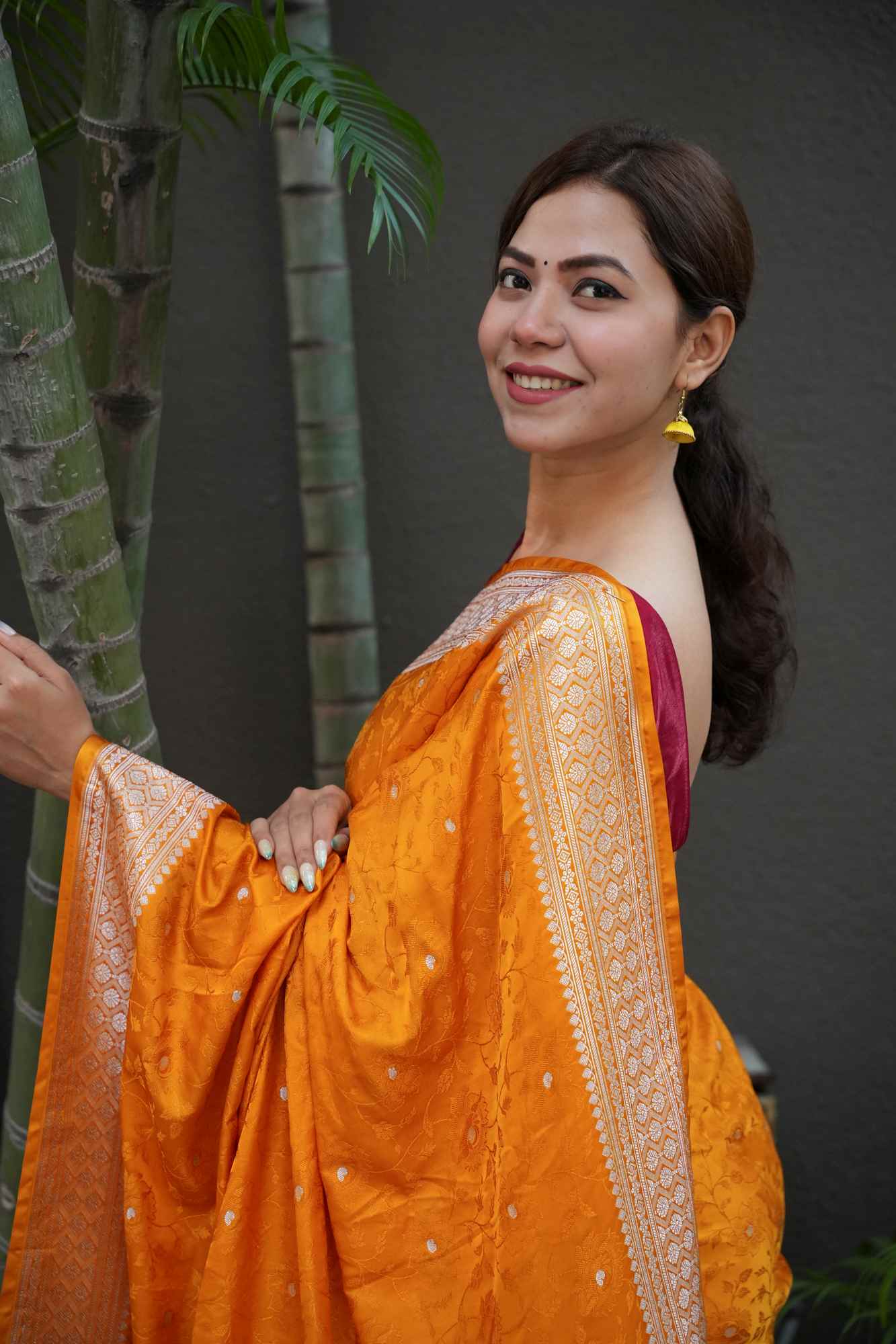 Banarasi Soft Mashru Silk All Over Zari Buti Weave Border Ready To Wear Saree