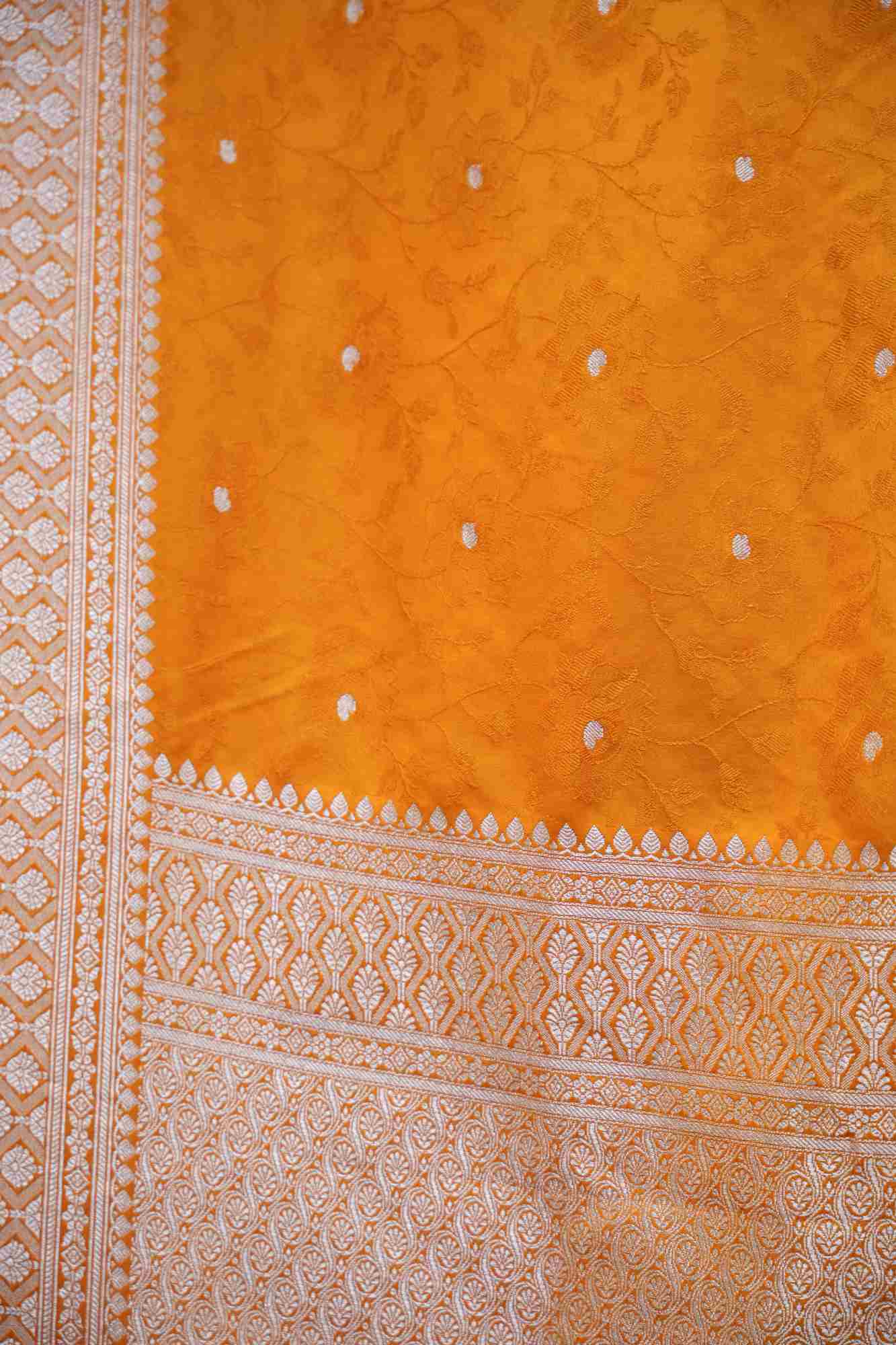 Banarasi Soft Mashru Silk All Over Zari Buti Weave Border Ready To Wear Saree
