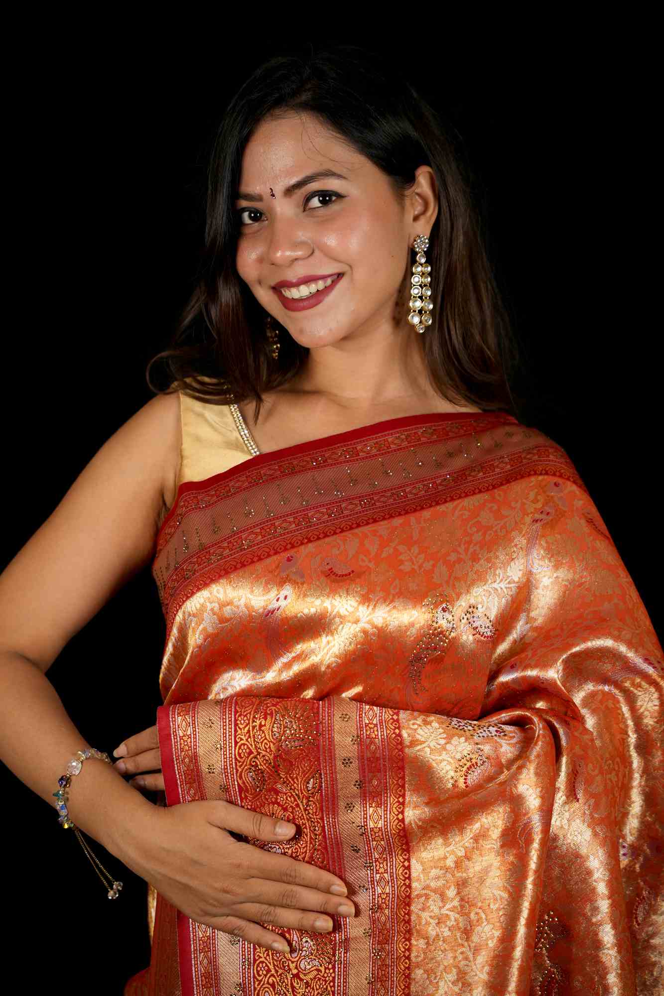 Banarasi with Intricate Zari Weave & Ornate Border Ready To Wear Saree