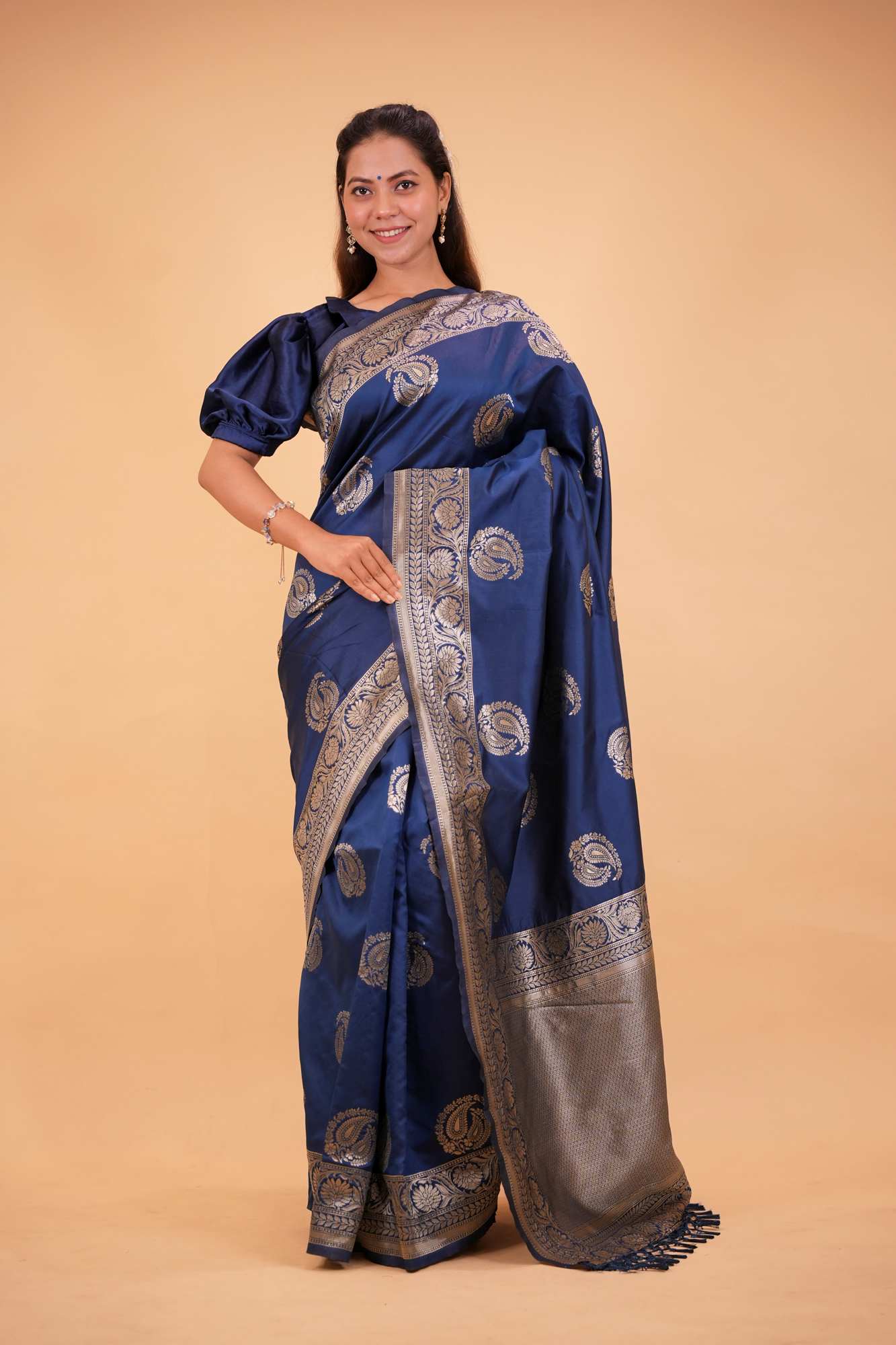Silk with Intricate Zari Woven Design Ready To Wear Saree
