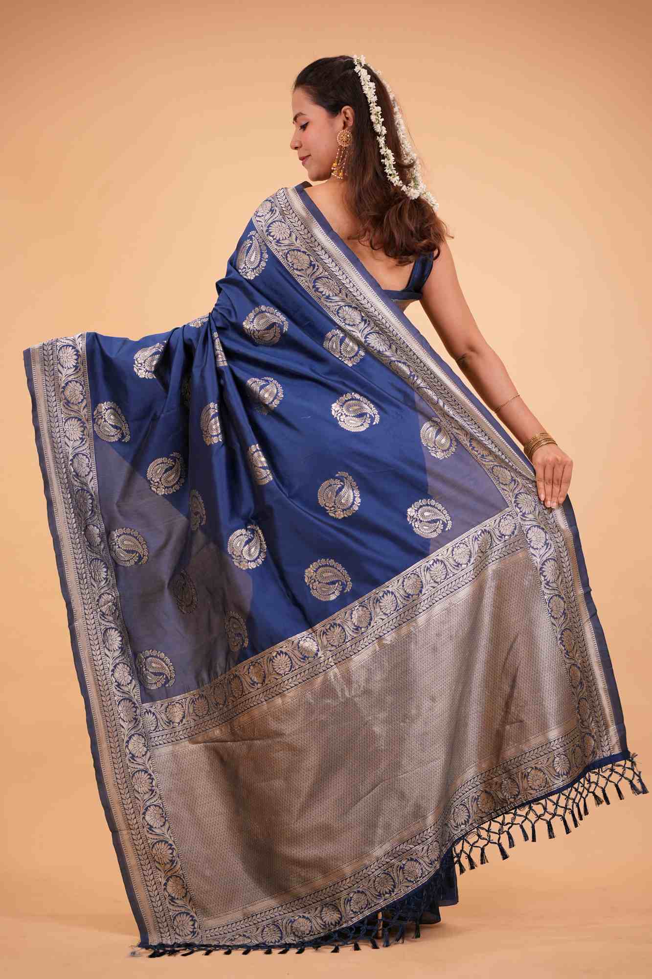 Silk with Intricate Zari Woven Design Ready To Wear Saree