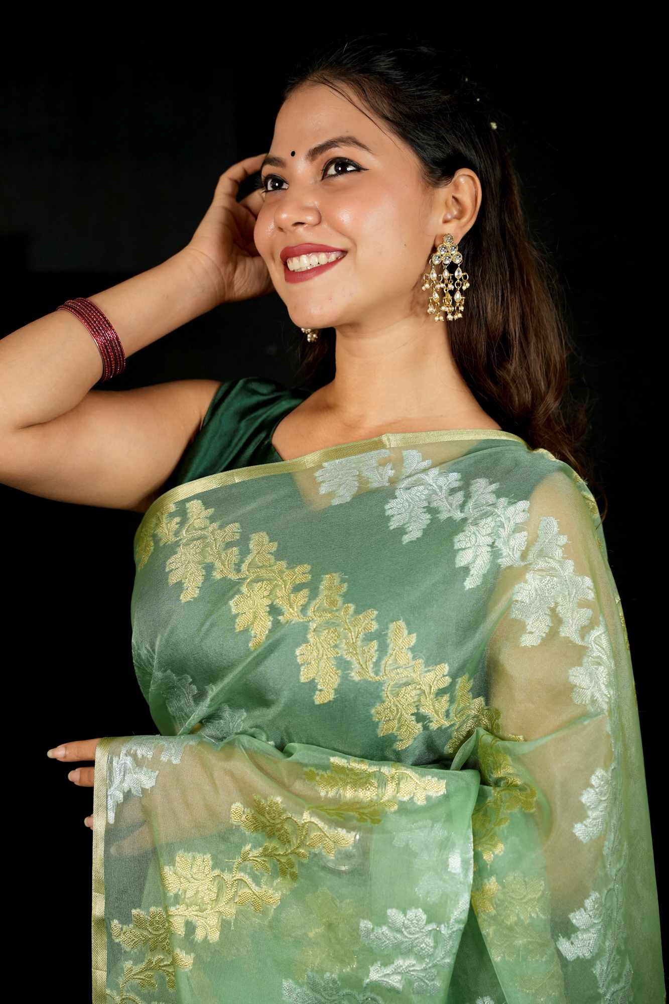 Designer Zari Woven Kora Silk & Ornate Border Ready To Wear Saree