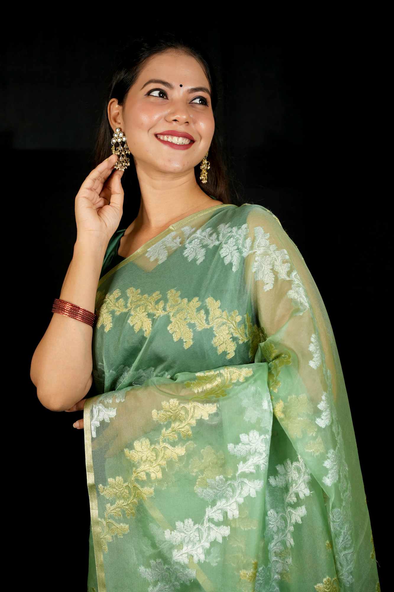 Designer Zari Woven Kora Silk & Ornate Border Ready To Wear Saree