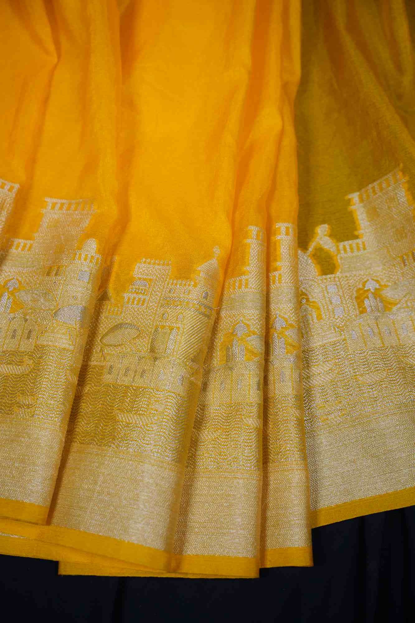 Soft Warm Silk with Zari Ganga Ghat woven Border and Rich Pallu Ready To Wear Saree
