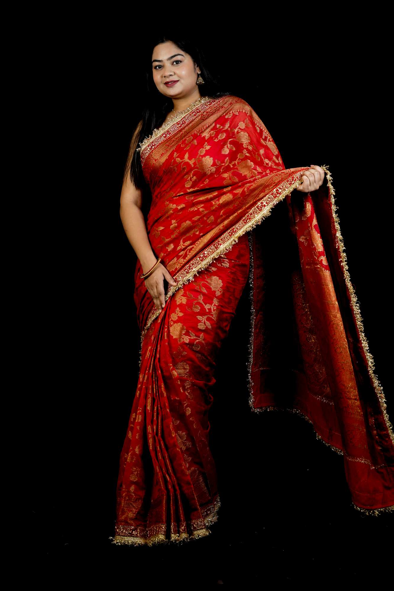 Banarasi georgette silk with Intricate Gold Zari Work Ready To Wear Saree