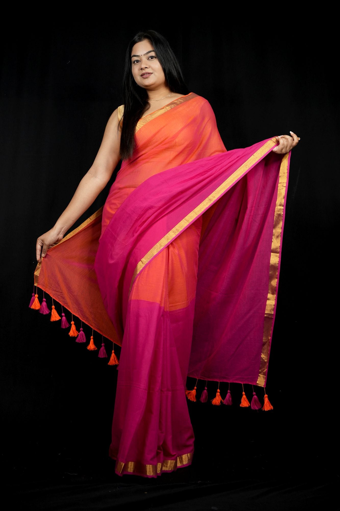 Soft Mulmul  Cotton 2 shade Ready To Wear Saree