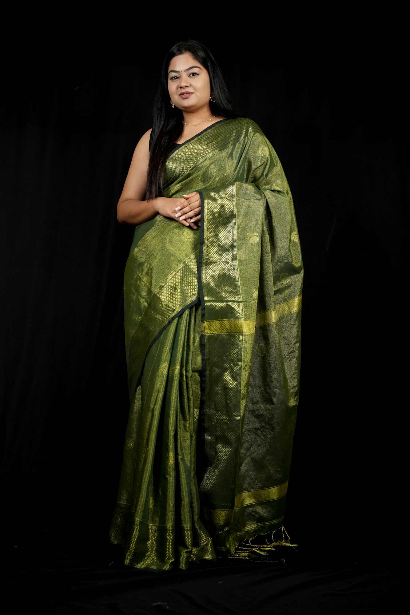 Cotton with Checked Weave & Border Ready To Wear Saree