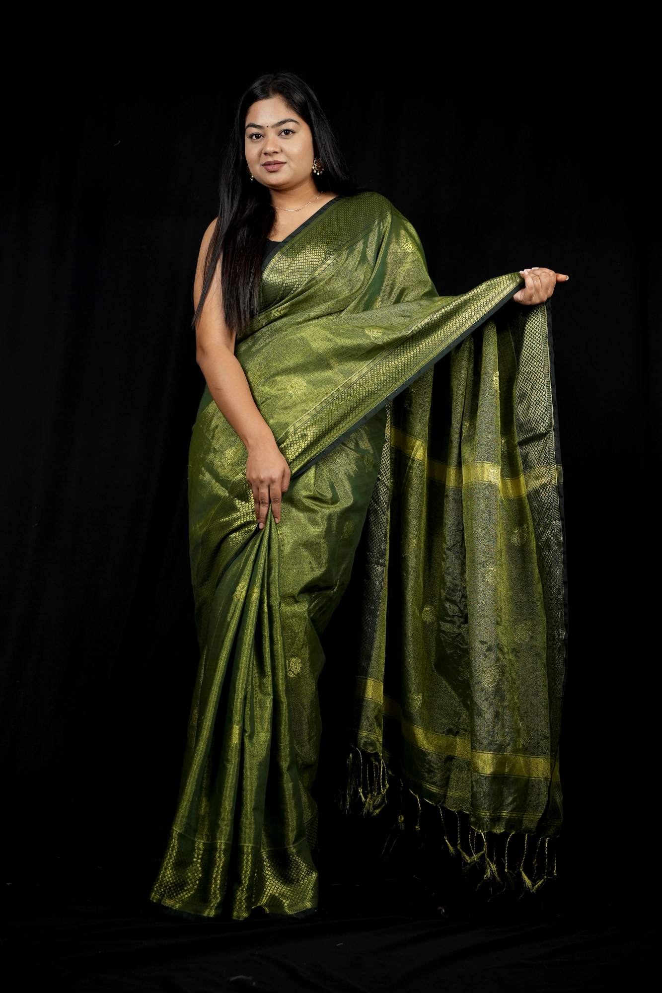 Cotton with Checked Weave & Border Ready To Wear Saree