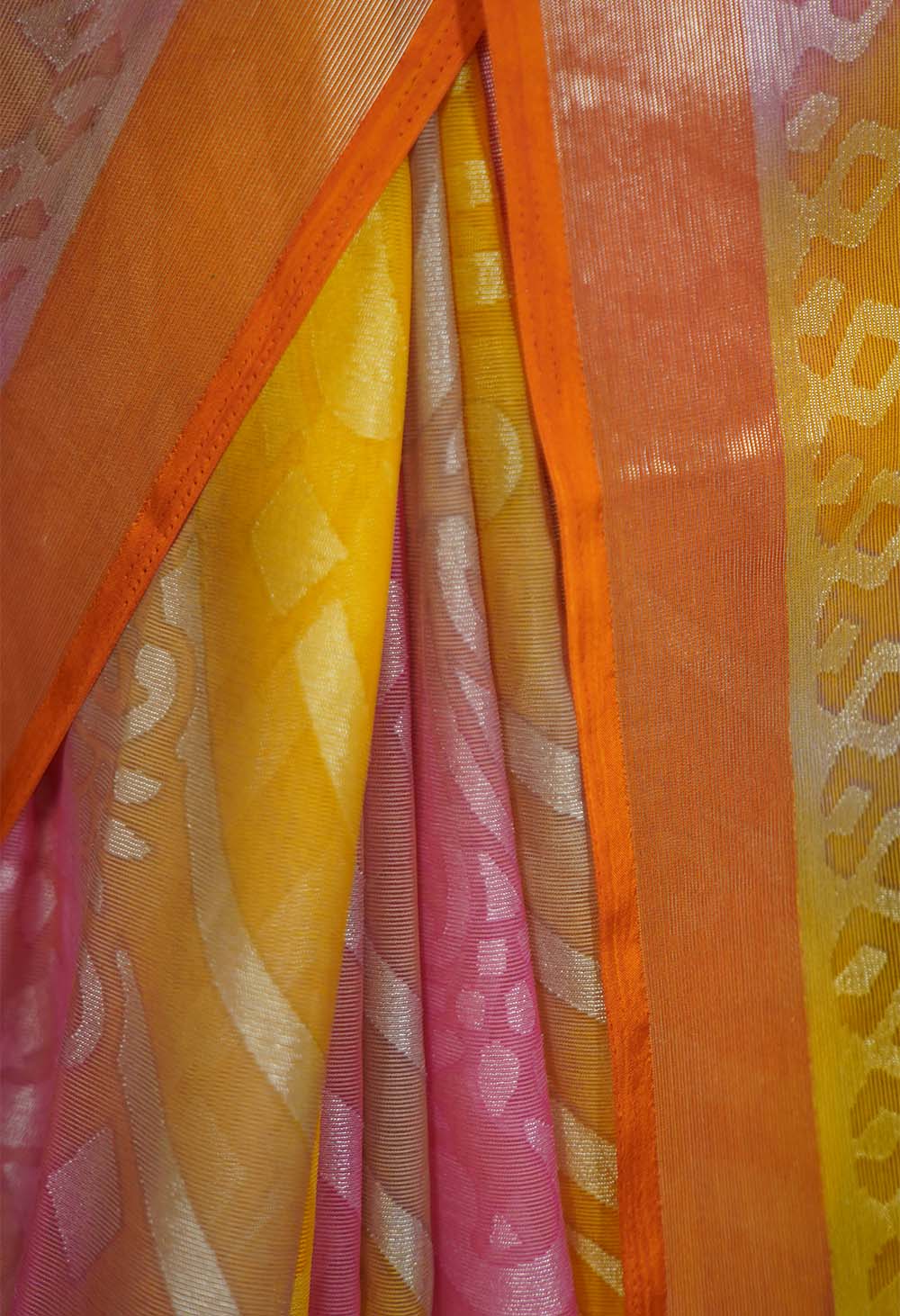 Beautiful Multicolor Brasso Chiffon with Plane Border Wrap in 1 Minute Saree