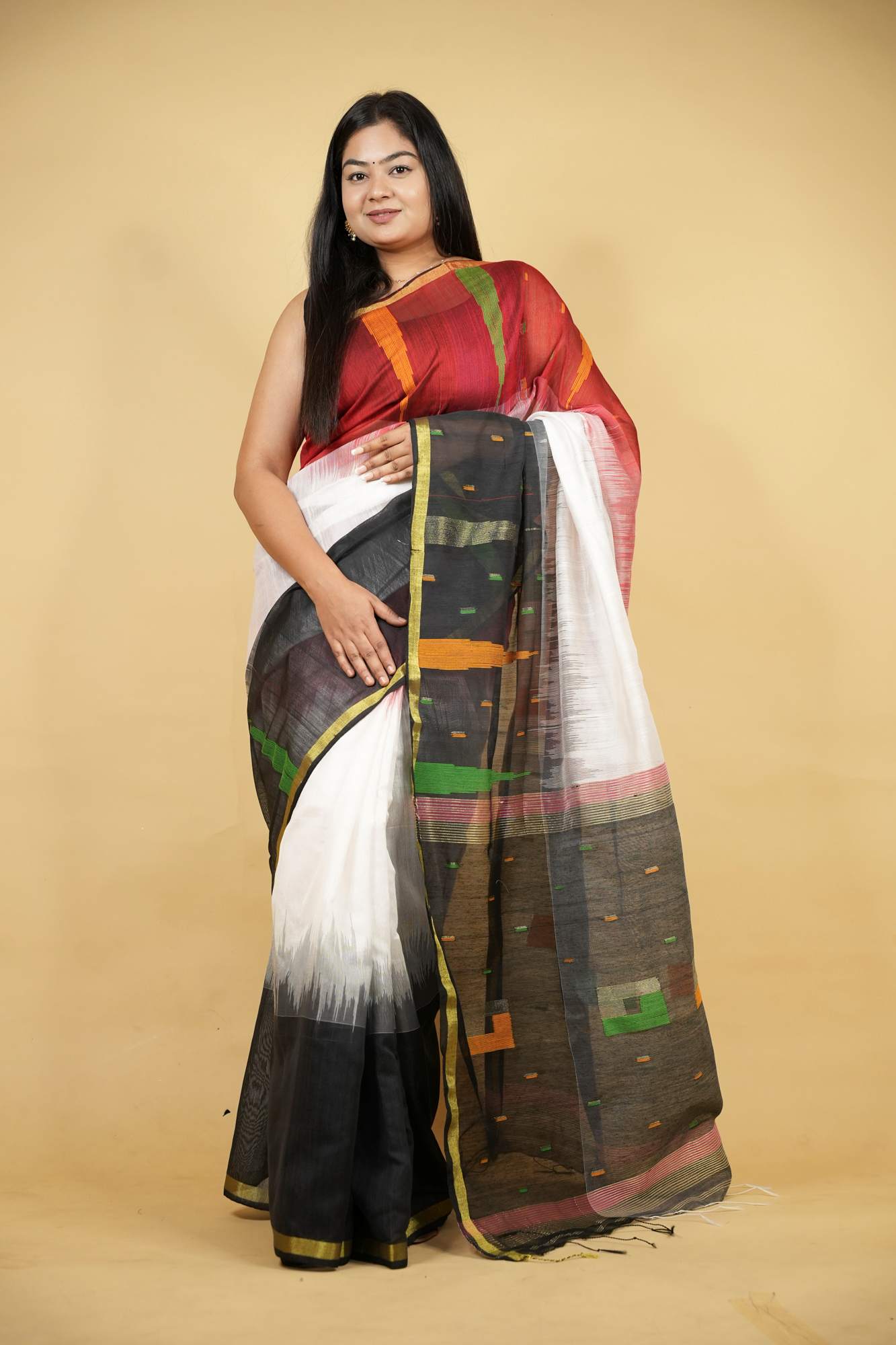 Cotton-Silk with Ganga Jamuna Border Ready To Wear Saree