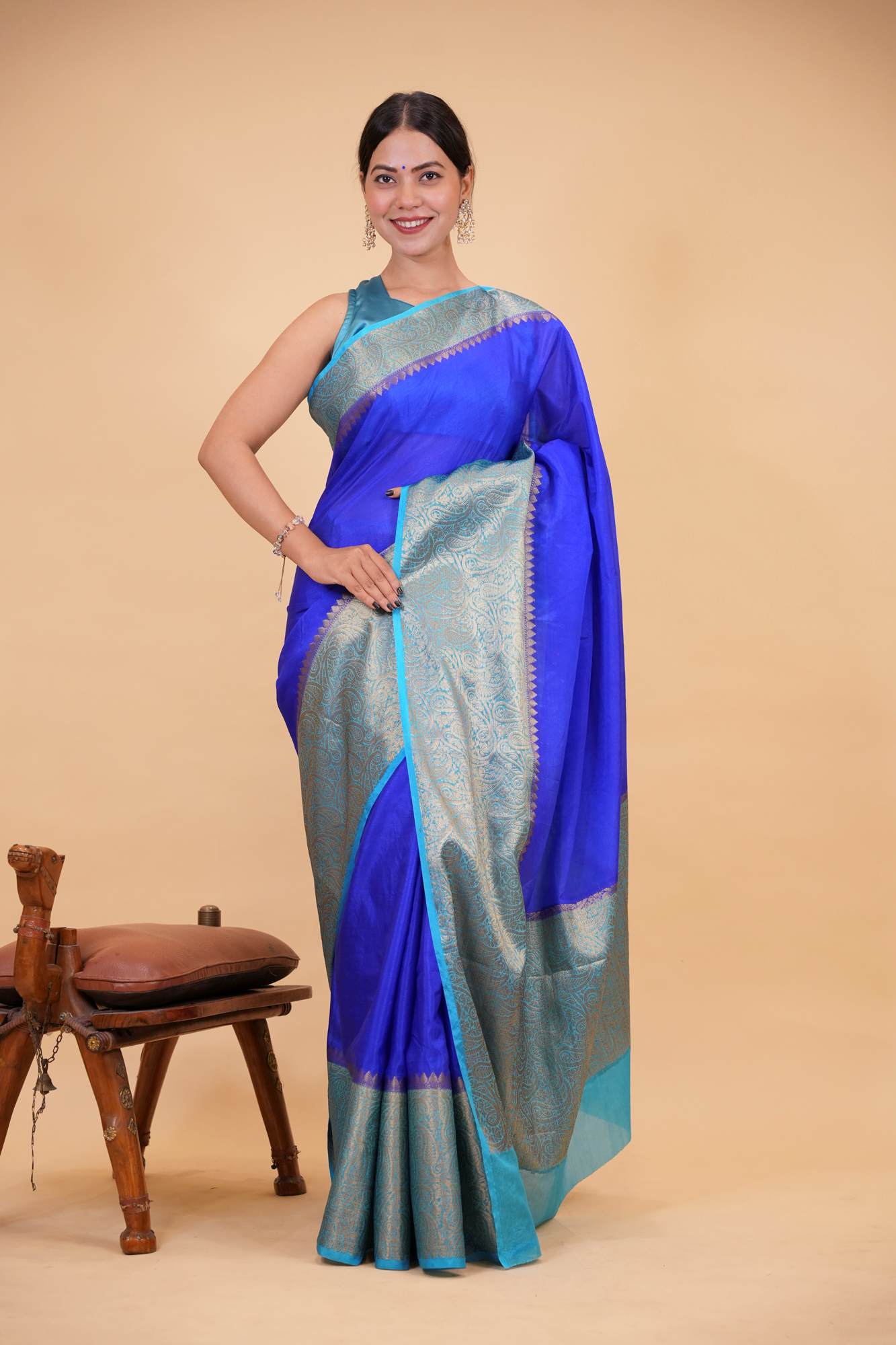 Soft Warm Silk with Contrast Zari Big Border and Rich Pallu Ready To Wear Saree