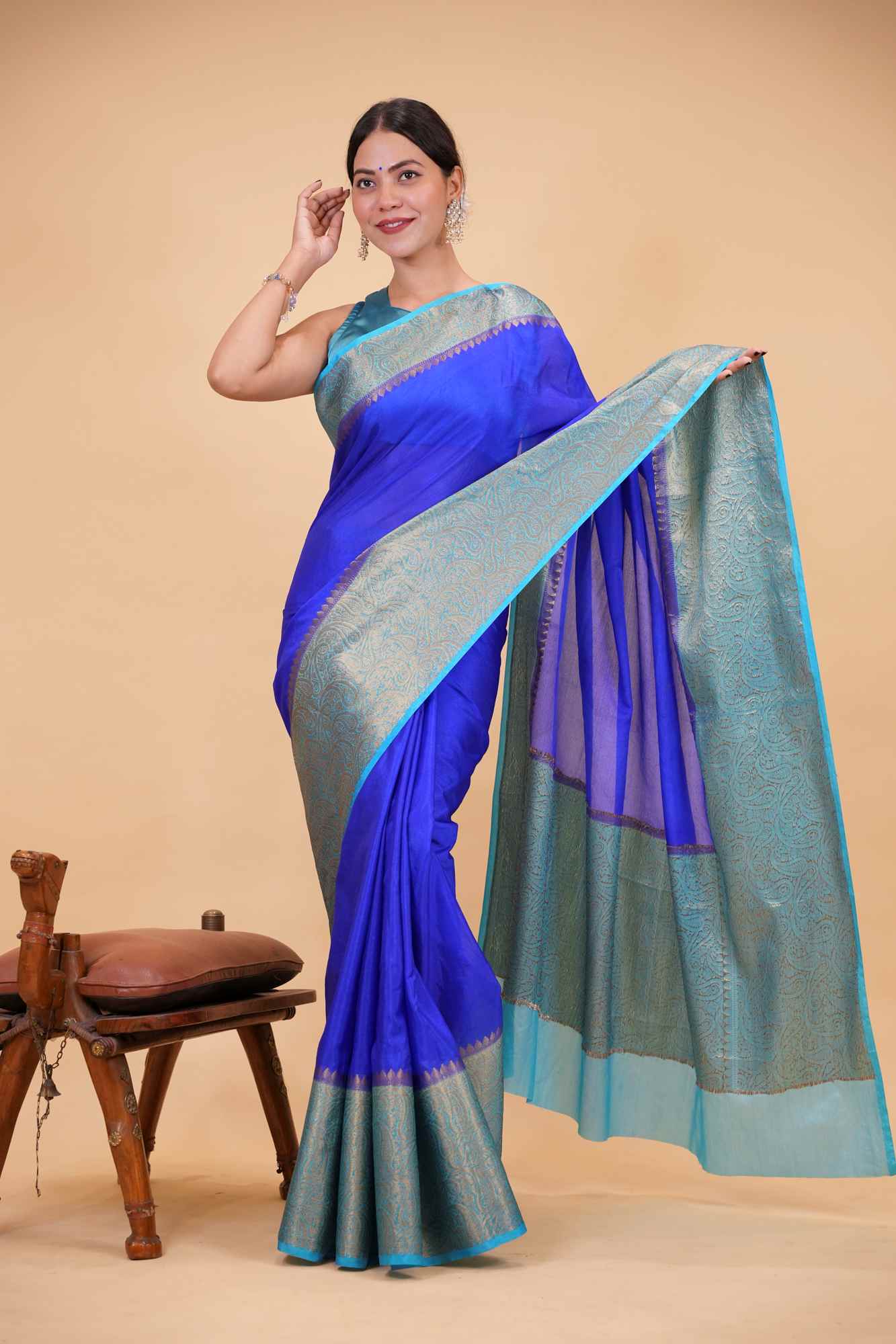Soft Warm Silk with Contrast Zari Big Border and Rich Pallu Ready To Wear Saree