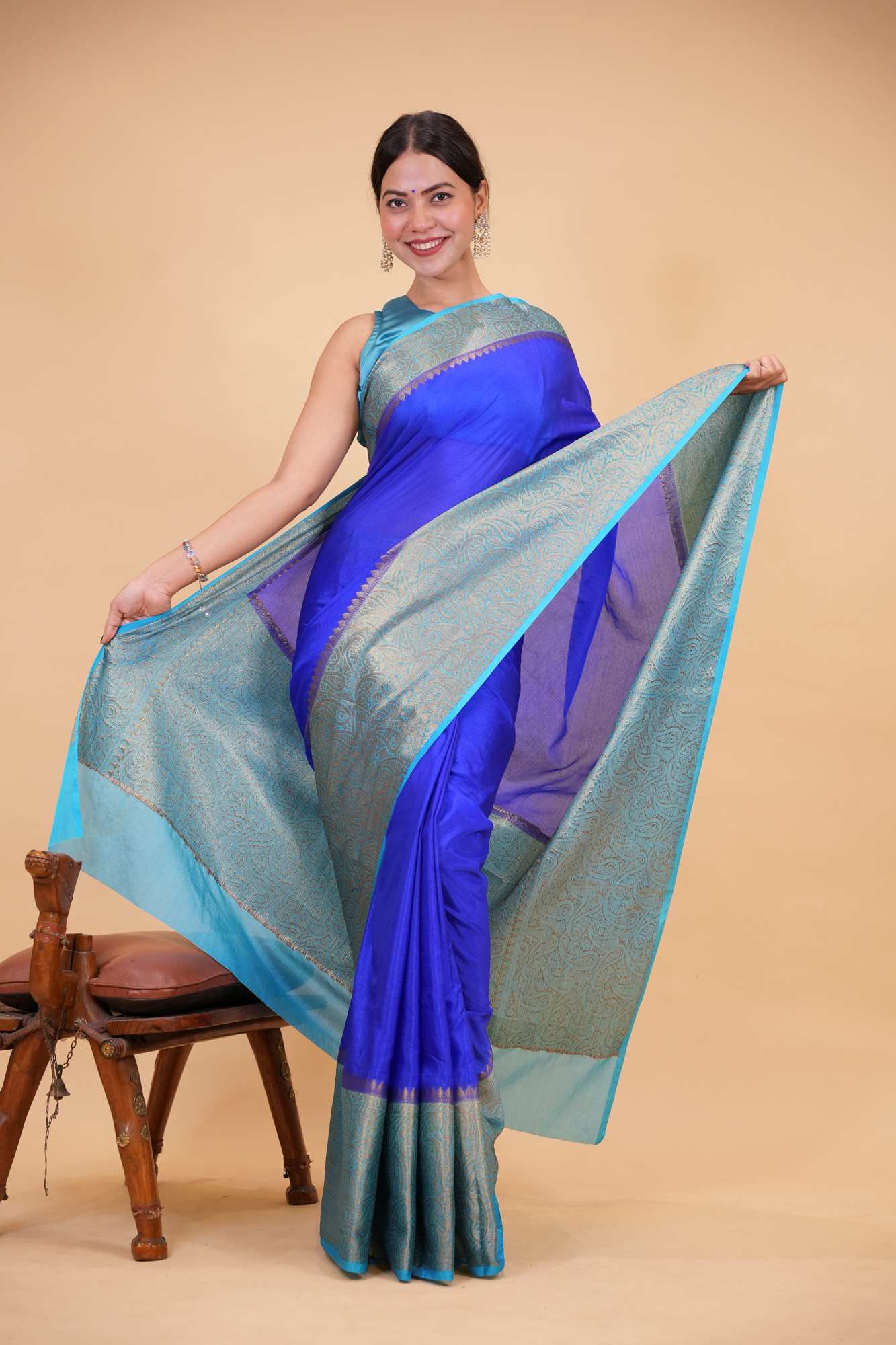Soft Warm Silk with Contrast Zari Big Border and Rich Pallu Ready To Wear Saree