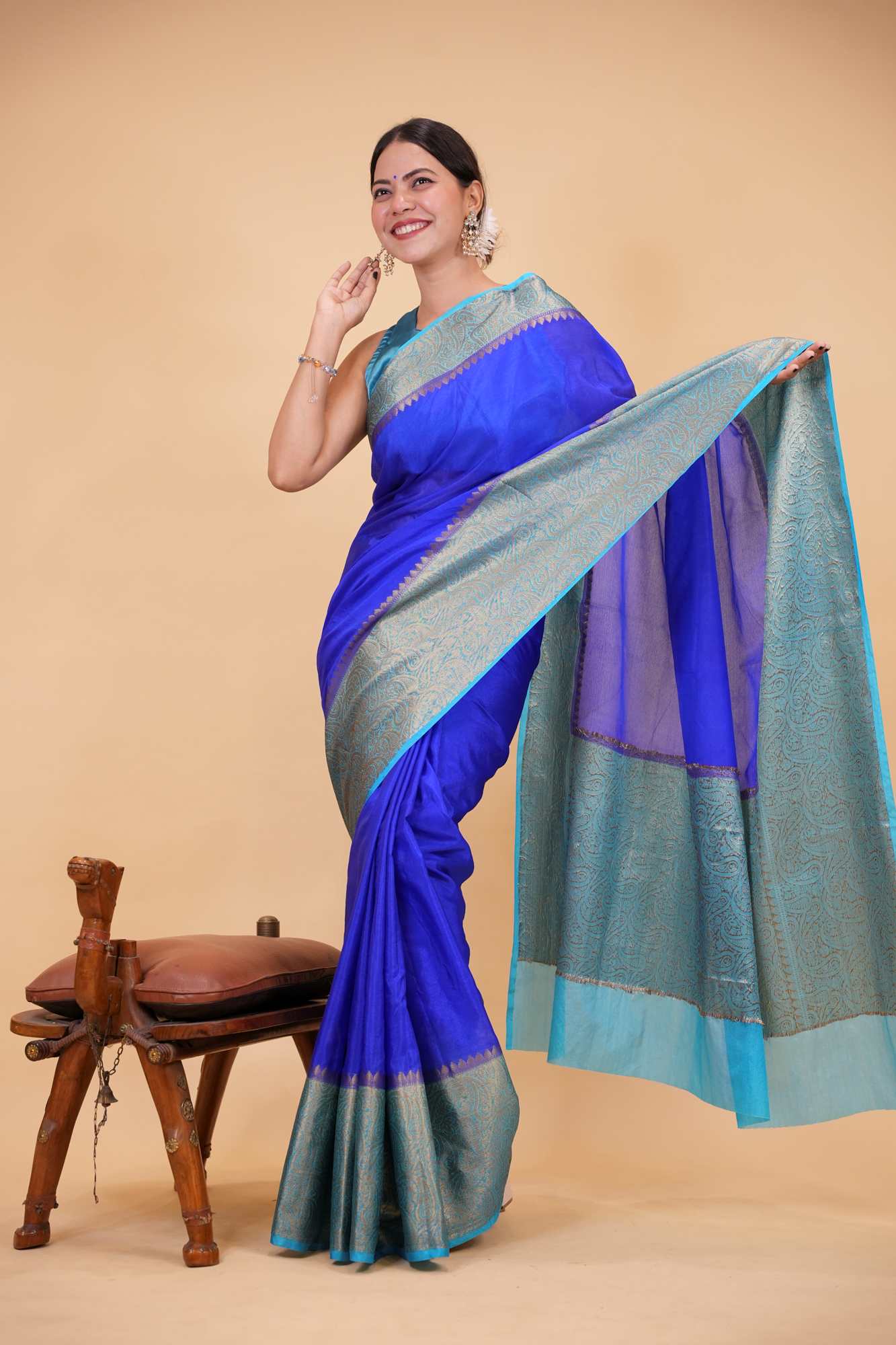 Soft Warm Silk with Contrast Zari Big Border and Rich Pallu Ready To Wear Saree