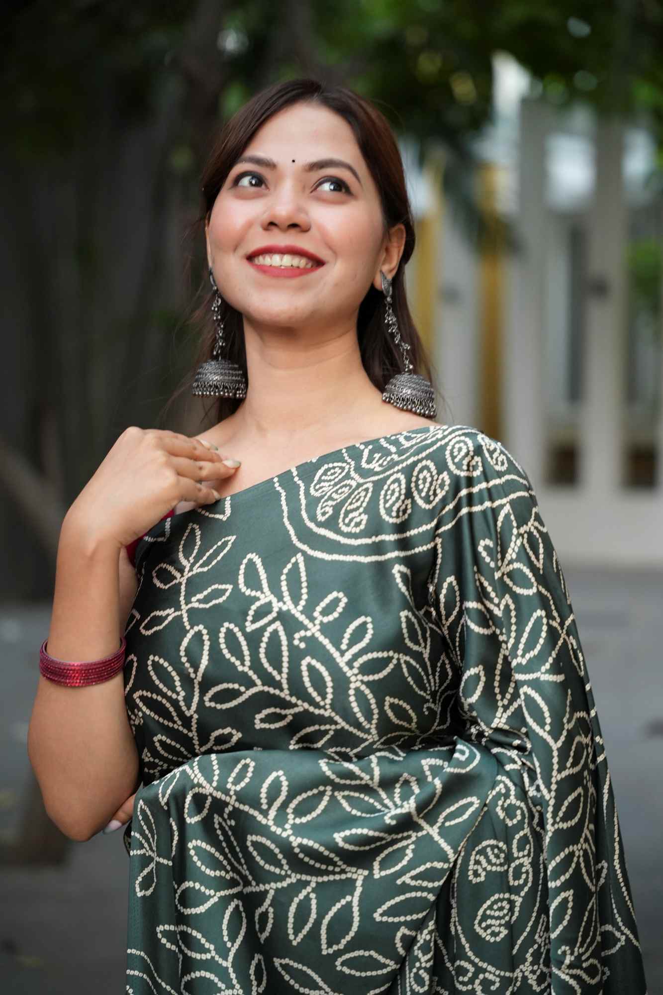 Soft Gajji with Intricate Patterns Ajrakh Detailing Ready To Wear Saree