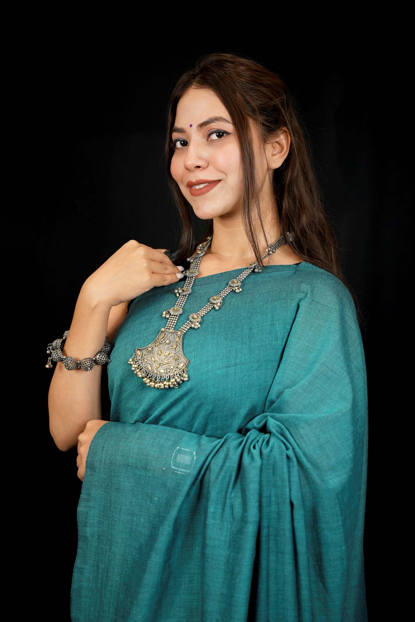 Cotton ready to wear Saree with Contrast shimmer woven Border Ready To Wear Saree