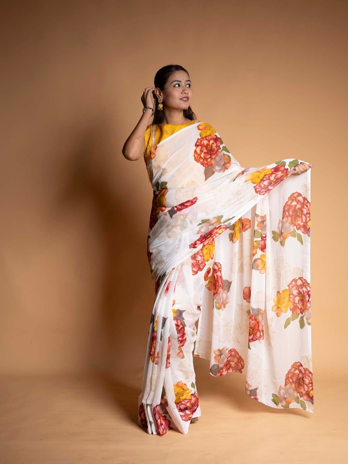 Floral Grace in Elegance Ready To Wear Saree