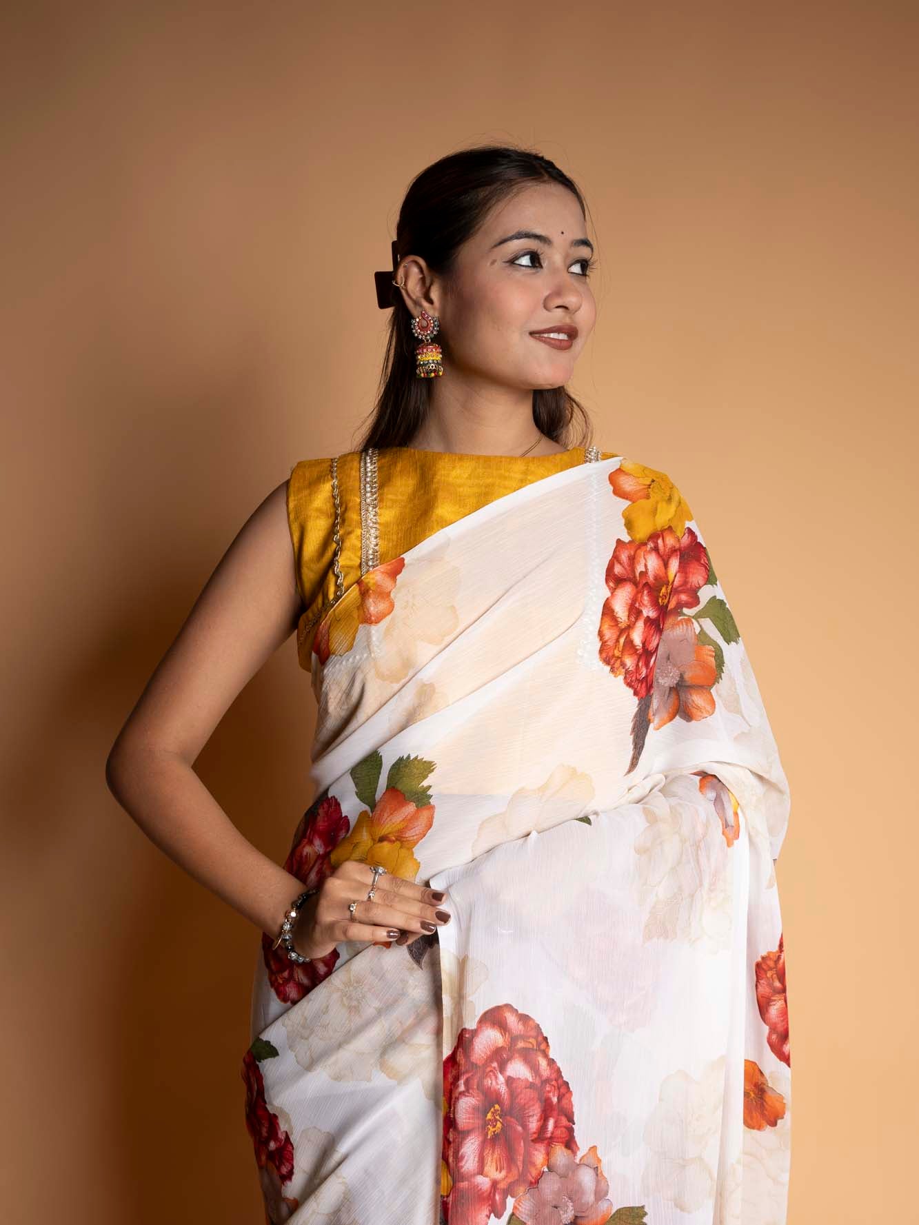 Floral Grace in Elegance Ready To Wear Saree