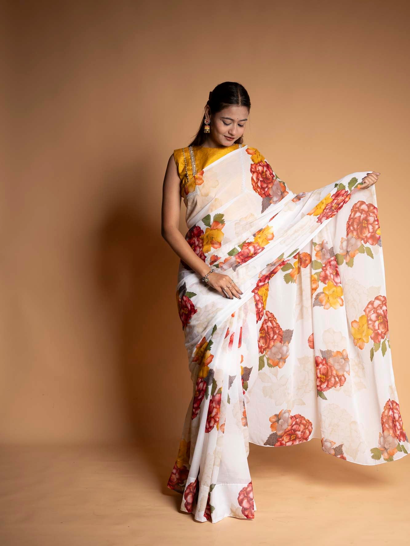 Floral Grace in Elegance Ready To Wear Saree