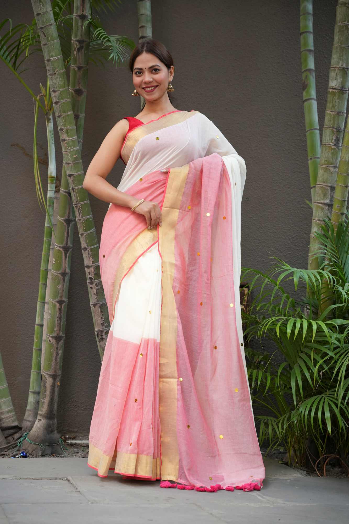 The Softest Shade of Grace — Our Blush & Ivory Handloom Ready to Wear Saree