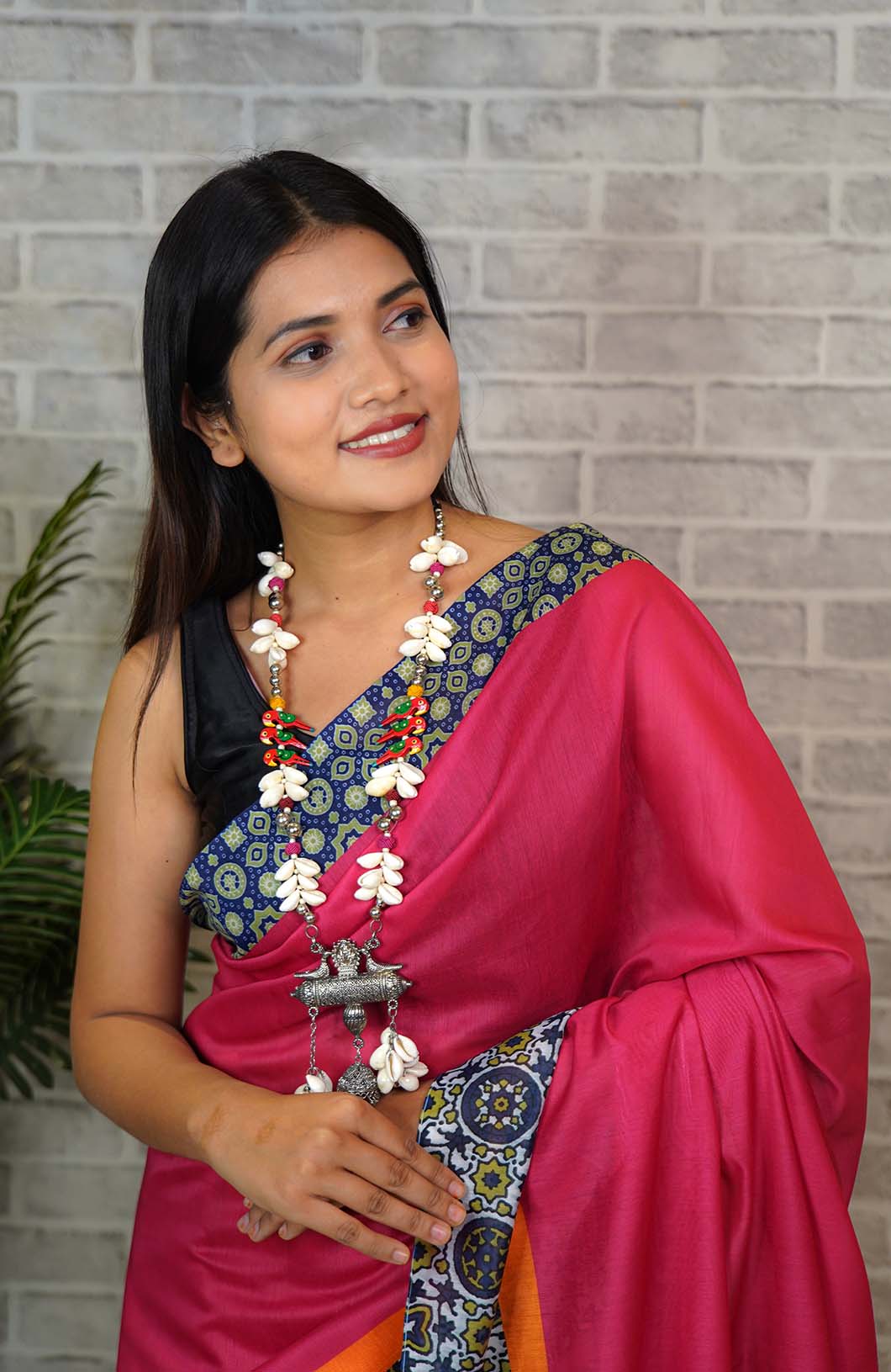 Ready To Wear Pink Soft Prestitched Contrast Printed Border Wrap In One Minute Saree