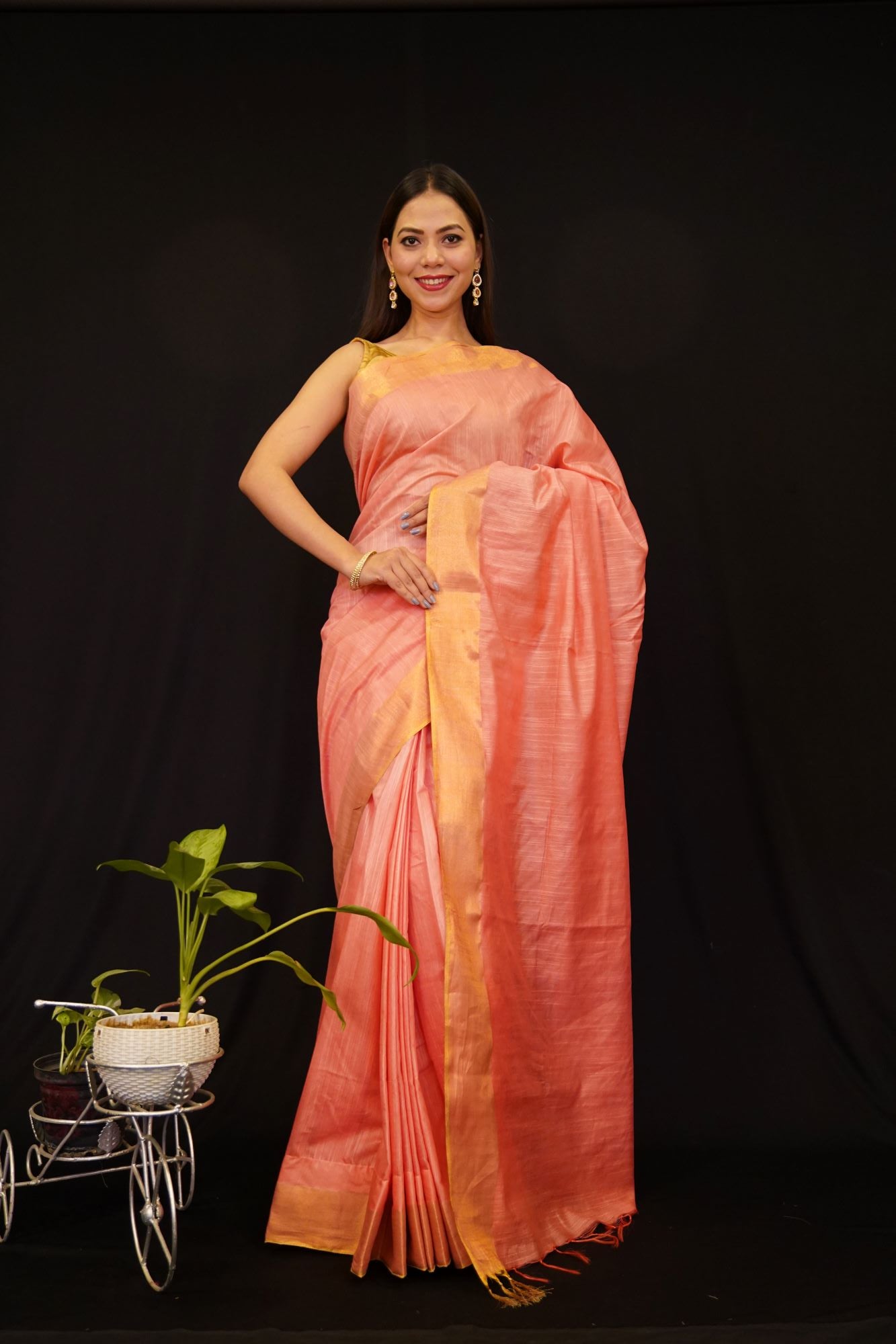 Classy and Sedate Premium Semi-Bapta Silk with woven Zari Border warp in 1 minute Saree