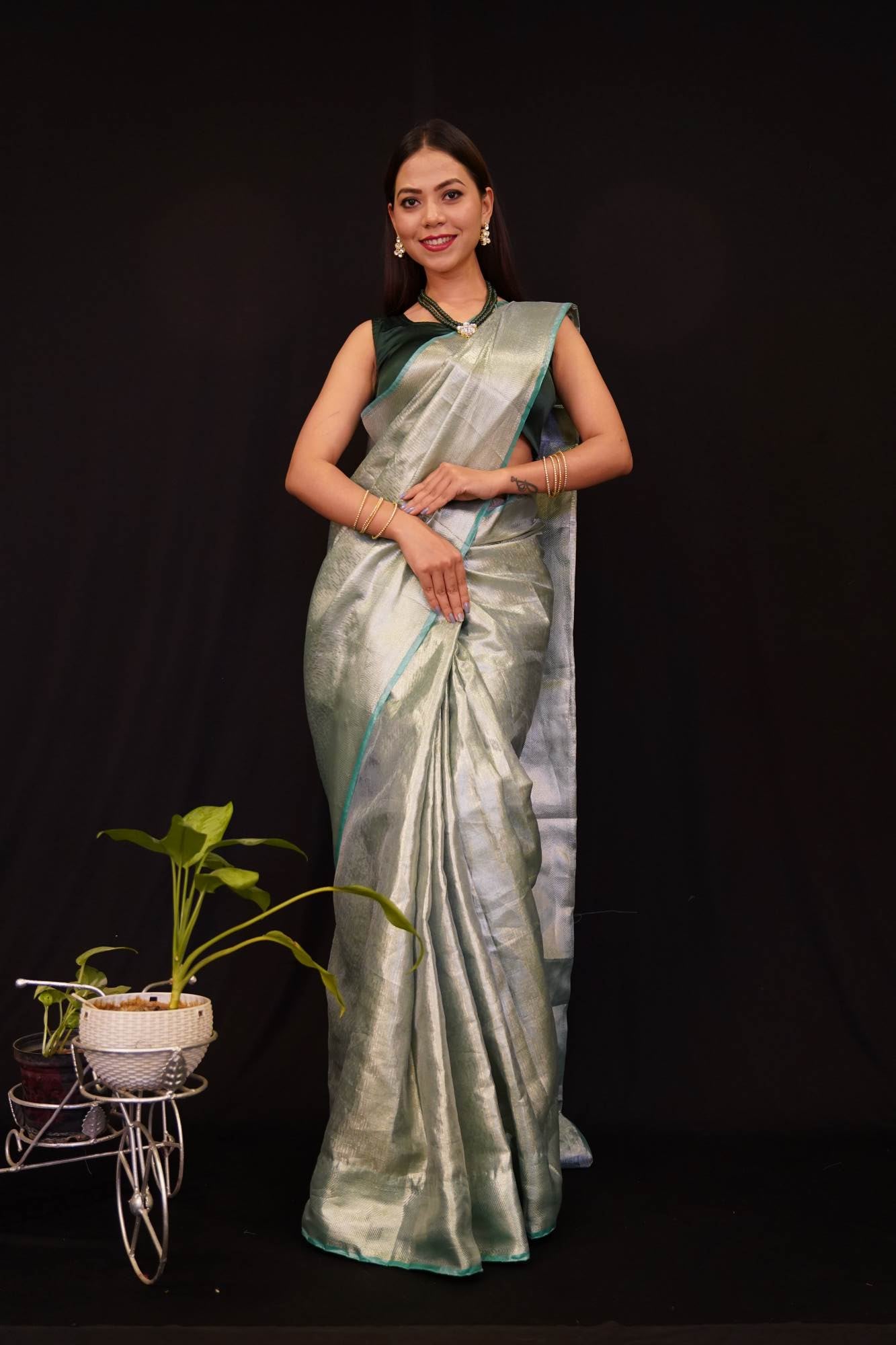 Nayanthara-Inspired Silk Saree with Dual-Side Zari Border – Perfect for Quick Glamour Pre Pleated Saree