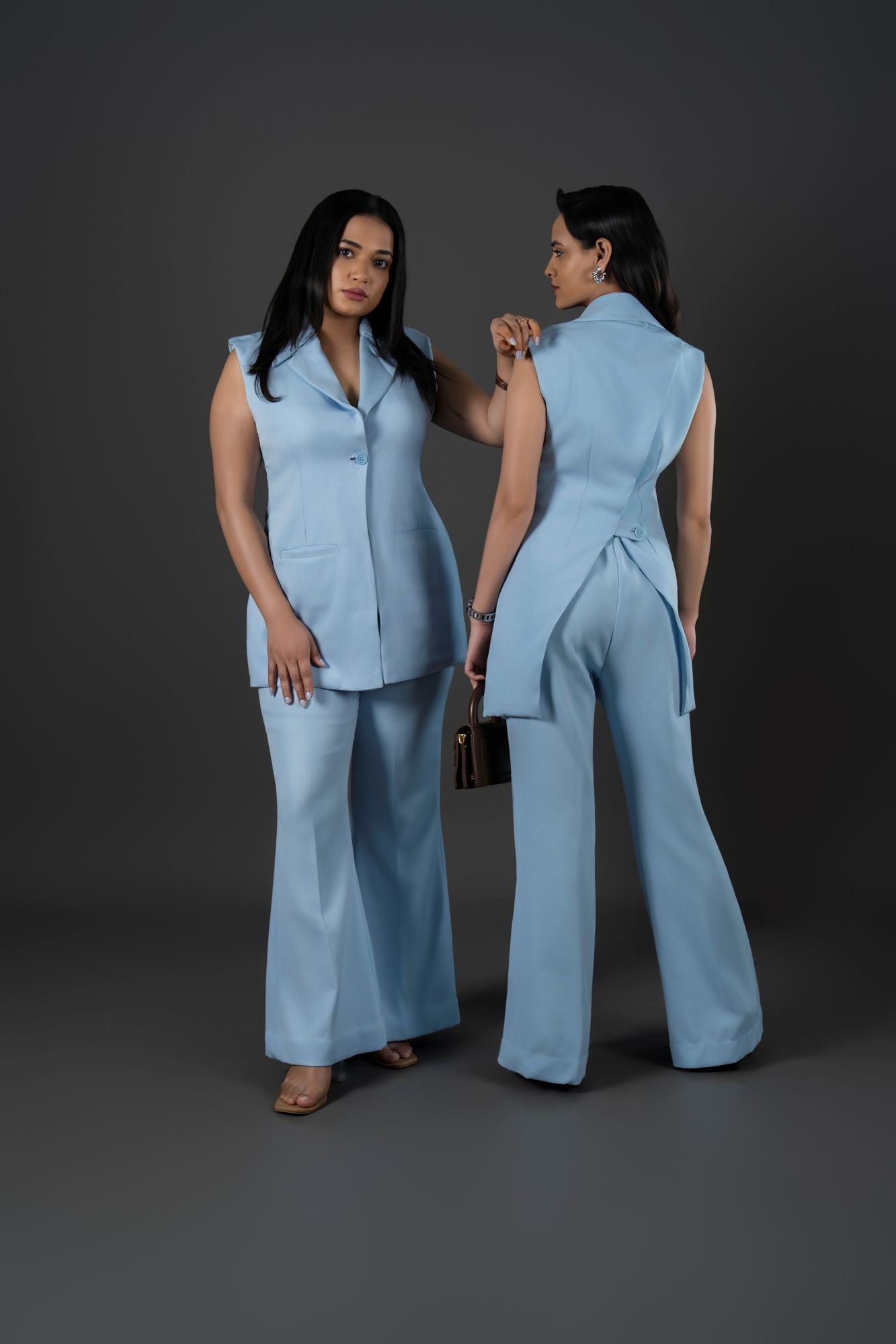 Long-Line Waistcoat With  Sharp Notch Collar  Designed