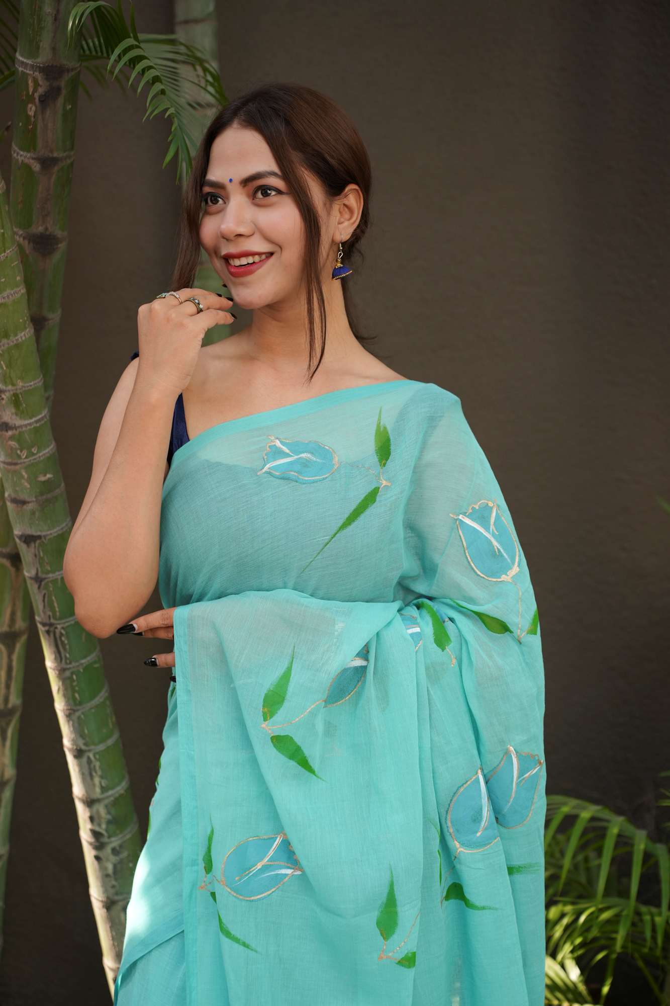 Painted by Hand, Worn by Heart — Soft mulmul cotton Ready-to-Wear Saree