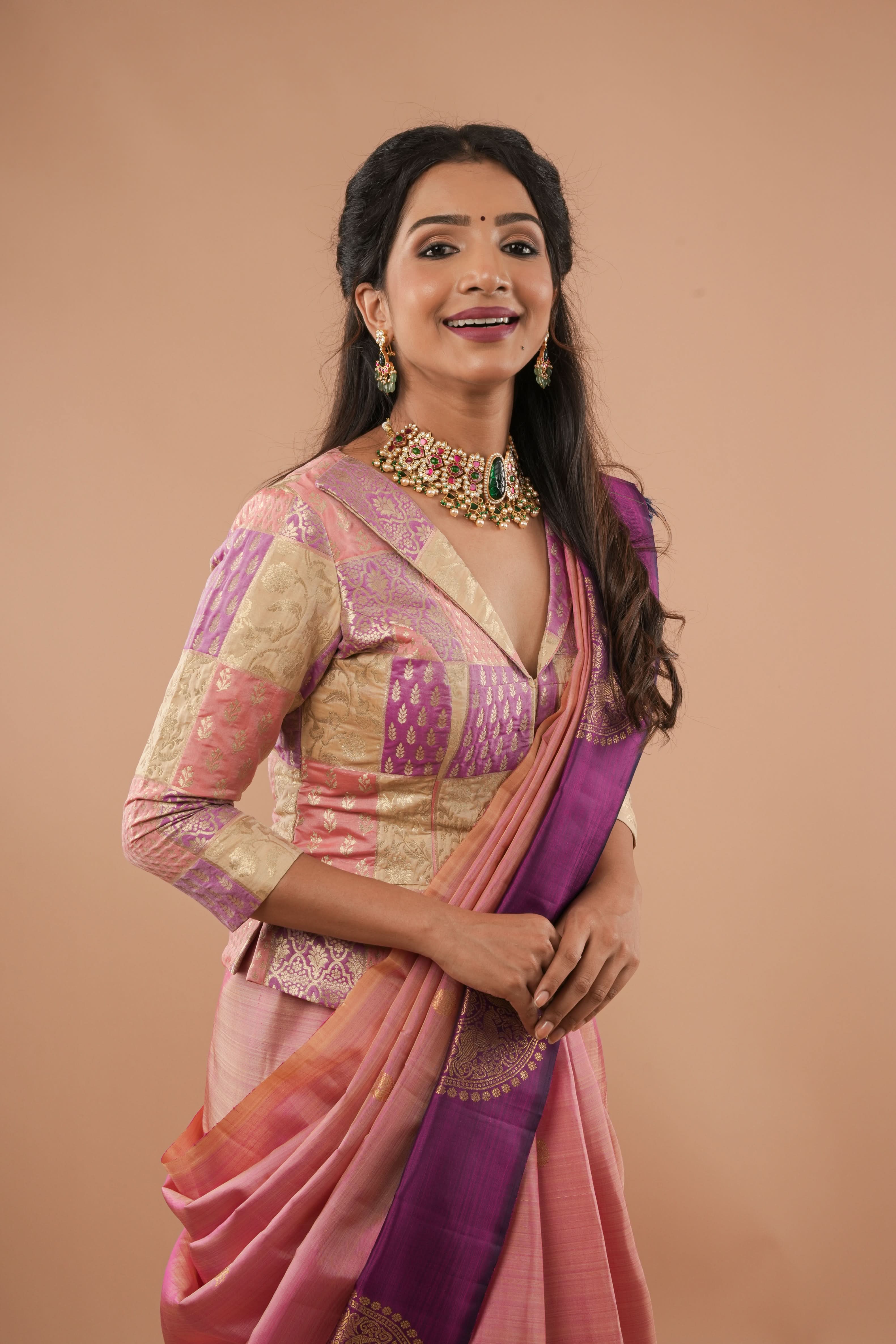 Jacket Style Pastel Multicolor Blouse/Crop Top For saree, Customizable, Made to Order | Shobitam