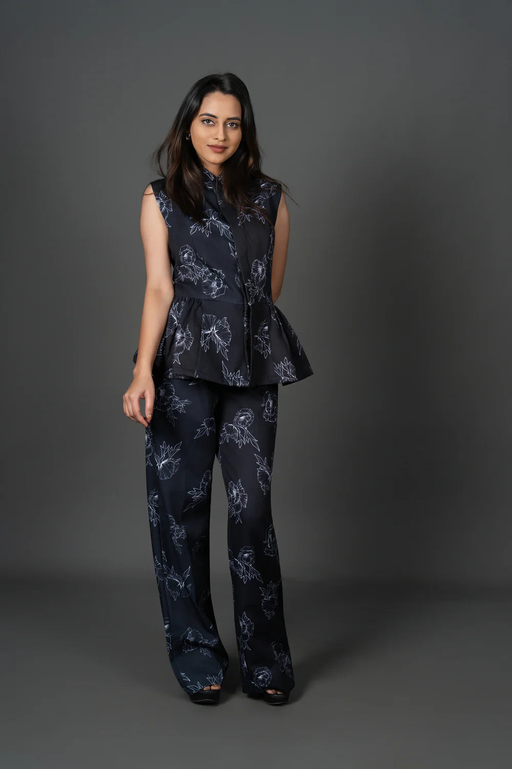 Co-ord Sleeveless Waistcoat-Style Wide-Leg Trousers Bhoom Set