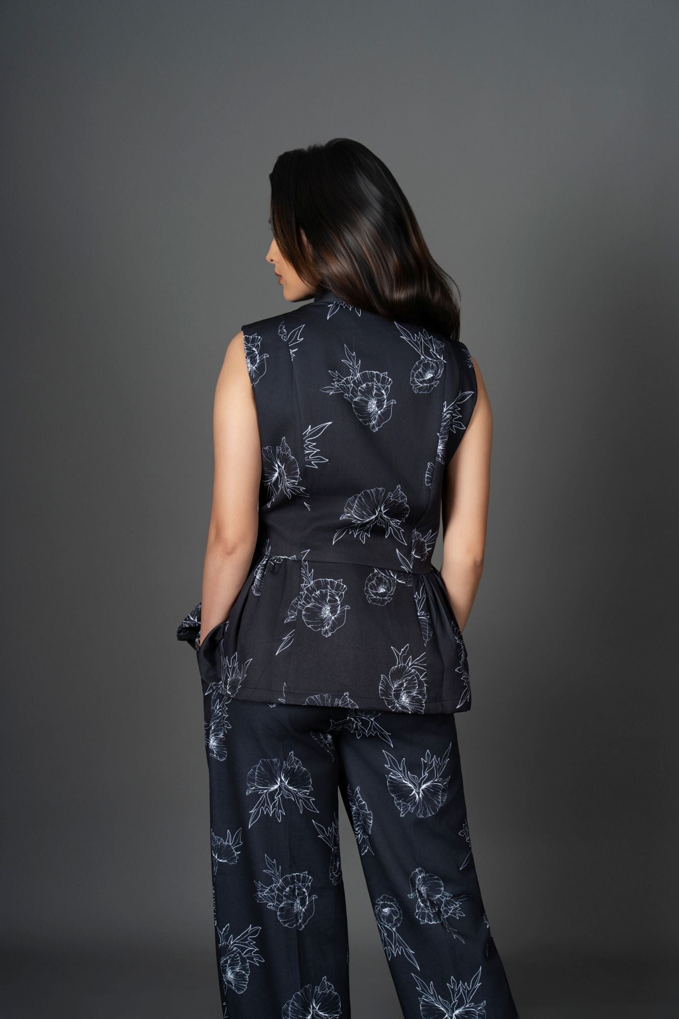 Co-ord Sleeveless Waistcoat-Style Wide-Leg Trousers Bhoom Set