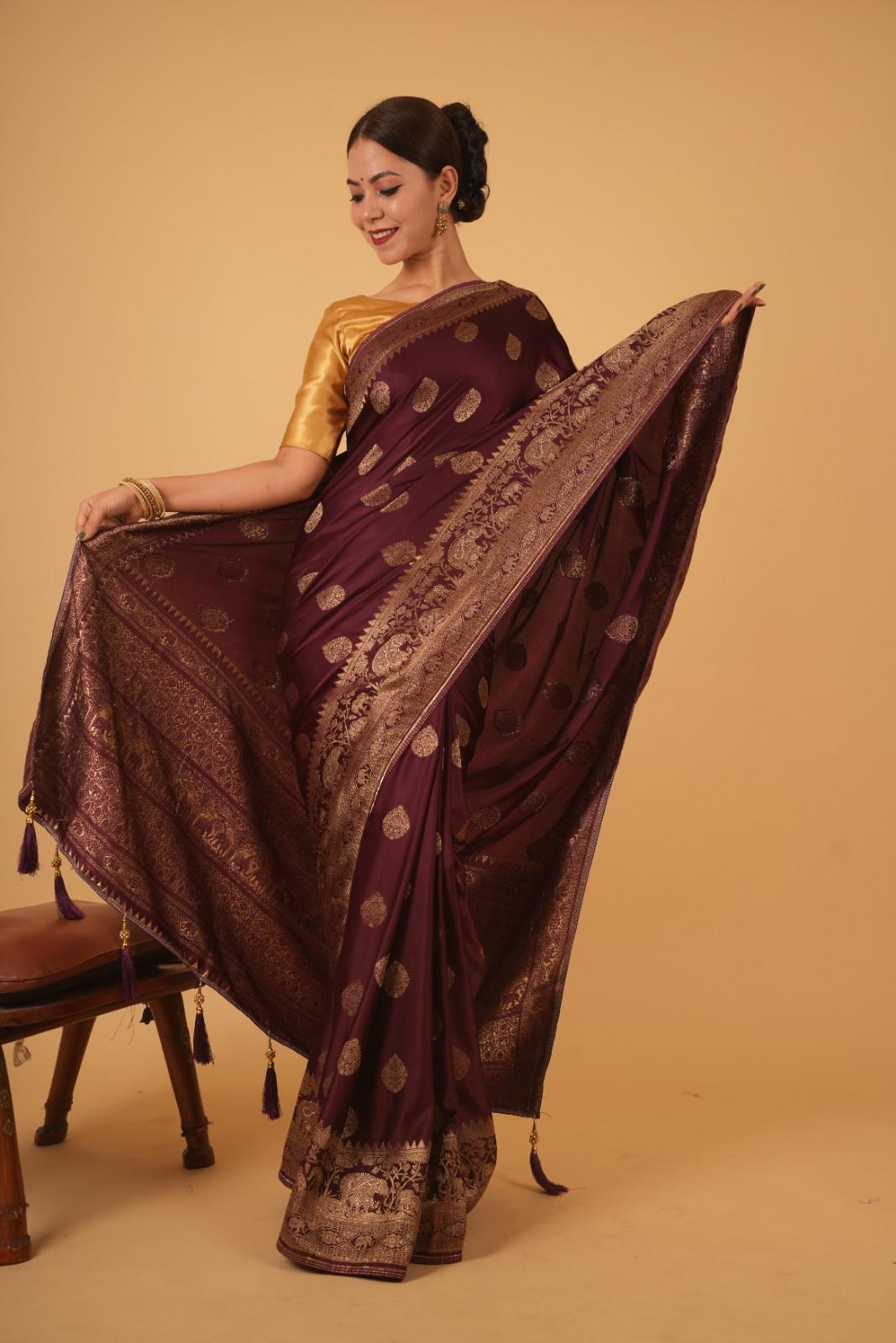 Festive Kanjeevaram With Golden Zari Embordered And Overall Butta Work Wrap In One Minute Saree