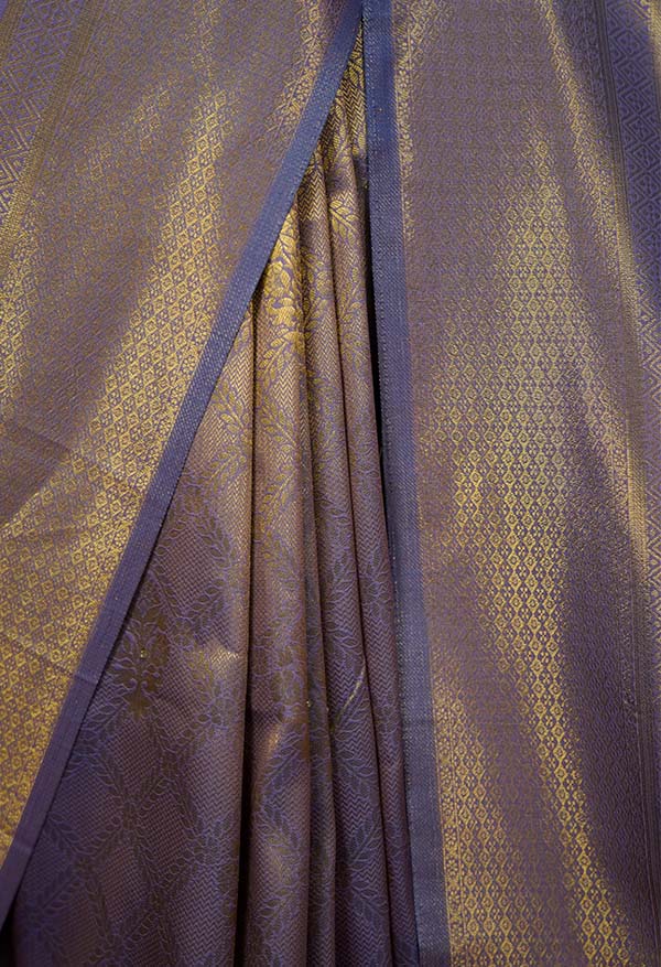 Ready To Wear  lavender And Gold Toned Zari Woven Design with Woven Border Wrap in one minute saree