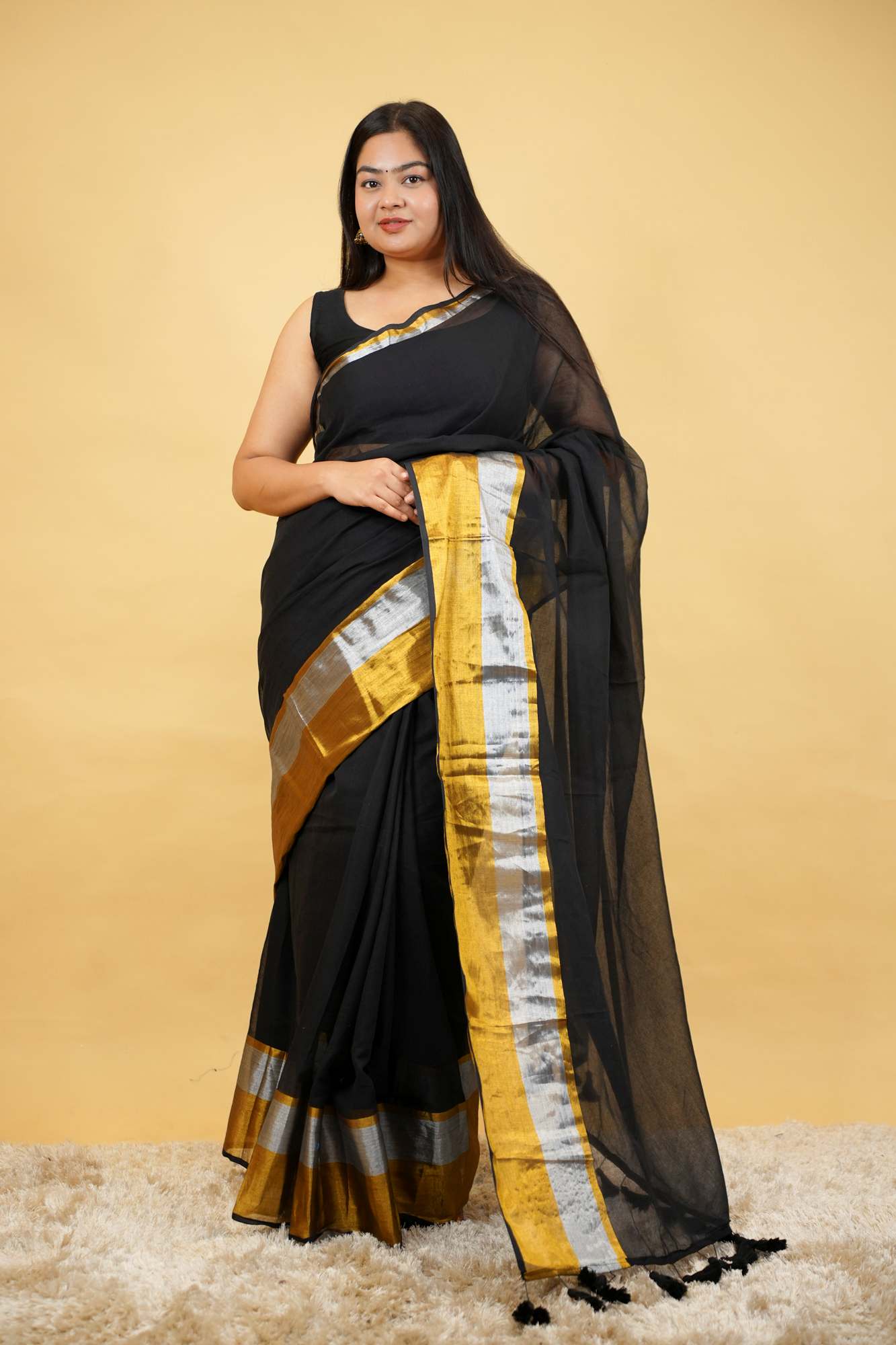 For the Woman Who Doesn’t Need Loud To Be Noticed - Mul Mul Cotton With Handloom Border Ready To Wear Saree