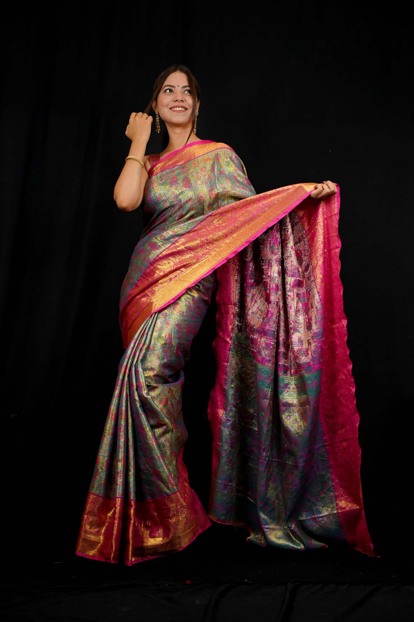 Heritage Kanjivaram Craft Meets Vibrant Patola Grandeur - Ready to wear saree