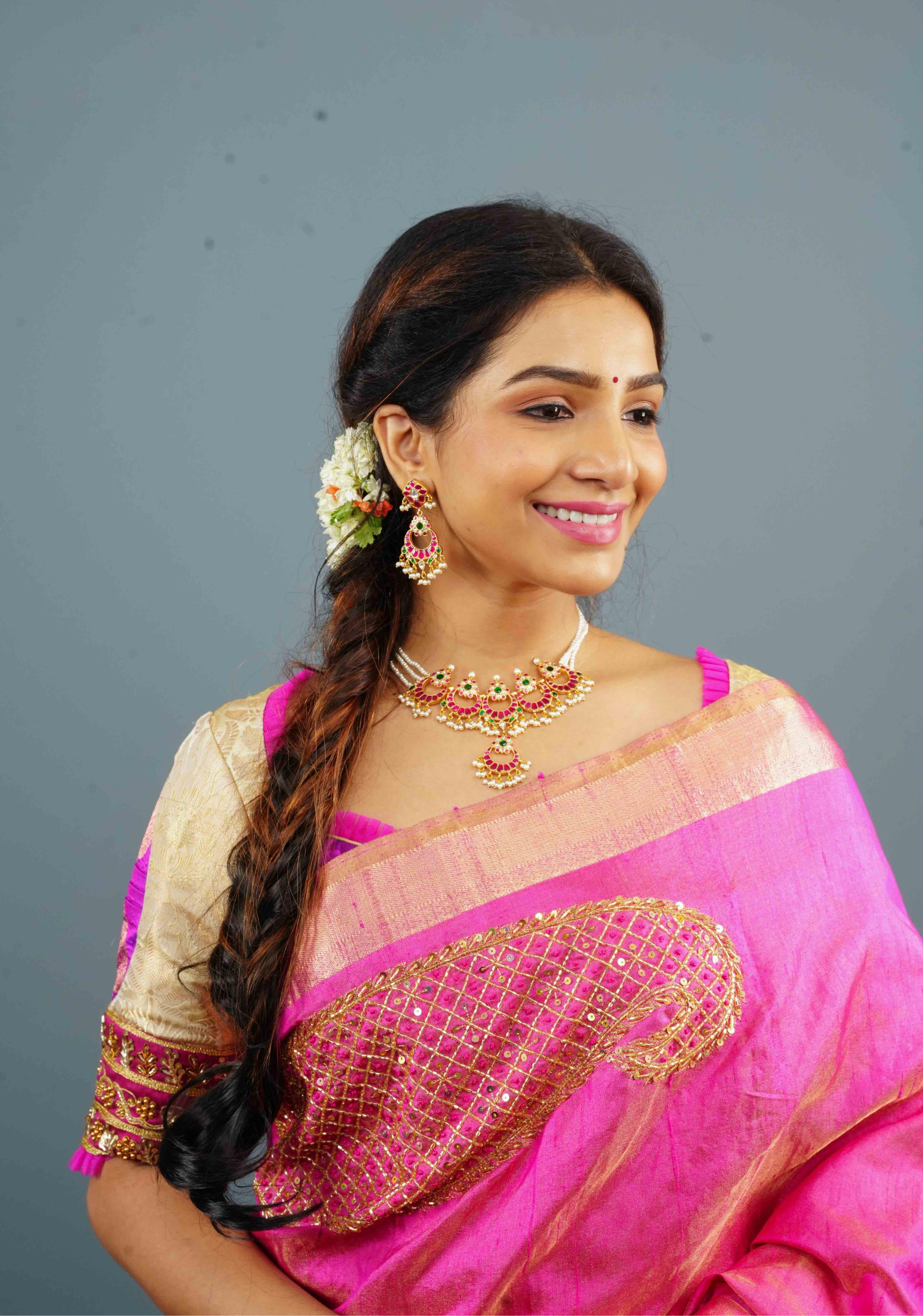 Ahmedabadi kundan Chand Jadau Necklace and Earrings Set | SHOBITAM