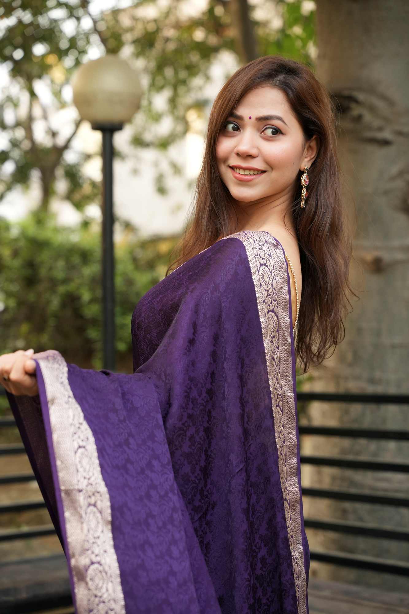 Viscose Soft Chinon self weaving Ready To Wear Saree