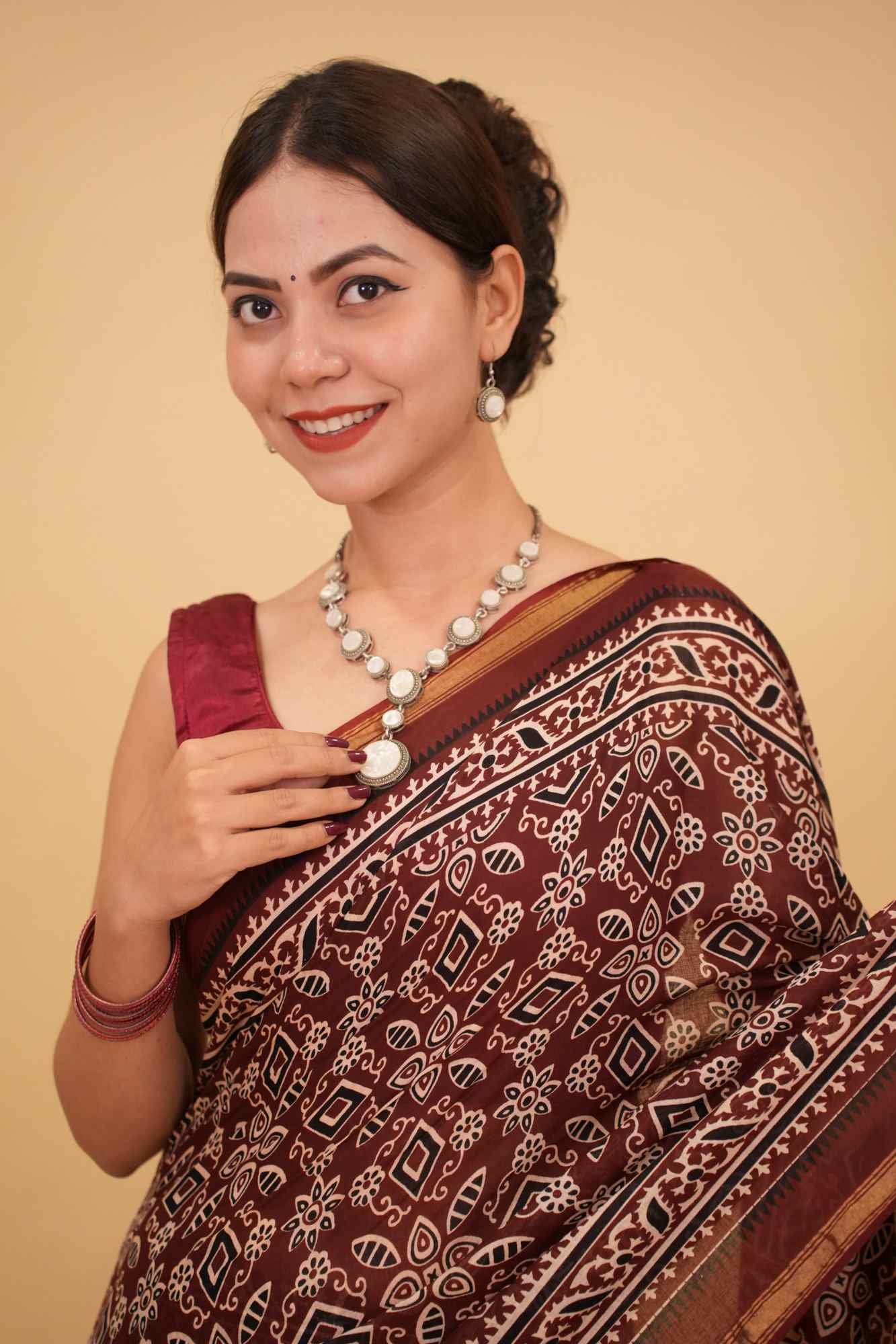 Ready to wear Jaipuri Block Printed Mul Mul Cotton With Zari Border Wrap In One Minute Saree