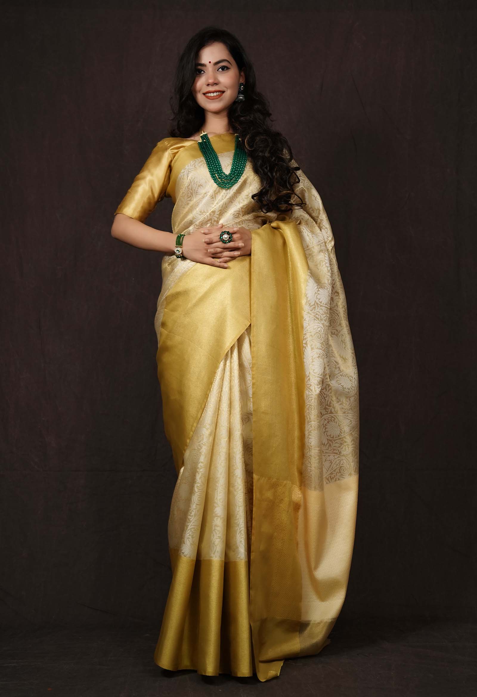 Ready to Wear Saree Nita Ambani Celebrity Look Banarasi with Solid Woven Border Wrap In One Minute Saree