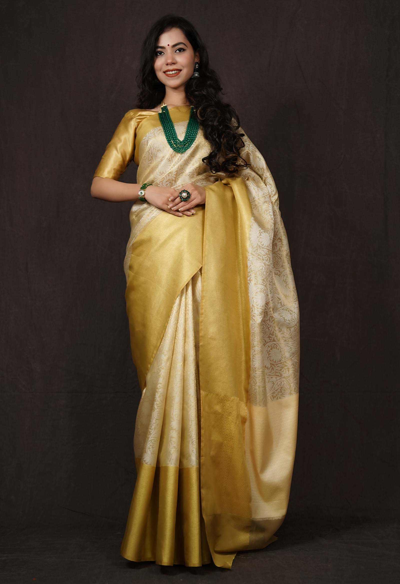 Ready to Wear Saree Nita Ambani Celebrity Look Banarasi with Solid Woven Border Wrap In One Minute Saree