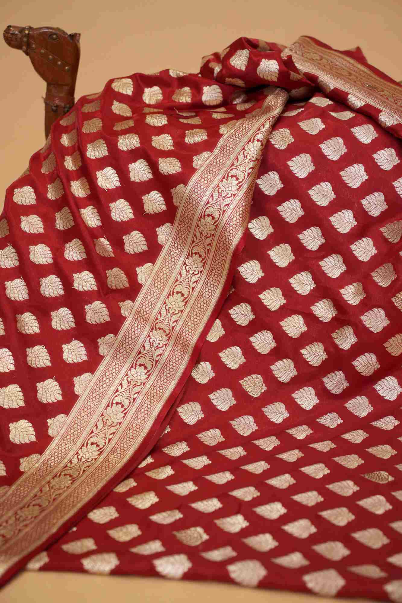 Rich Look Festive Maroon Woven Banarasi With Ornate Palla  Wrap in 1 minute saree