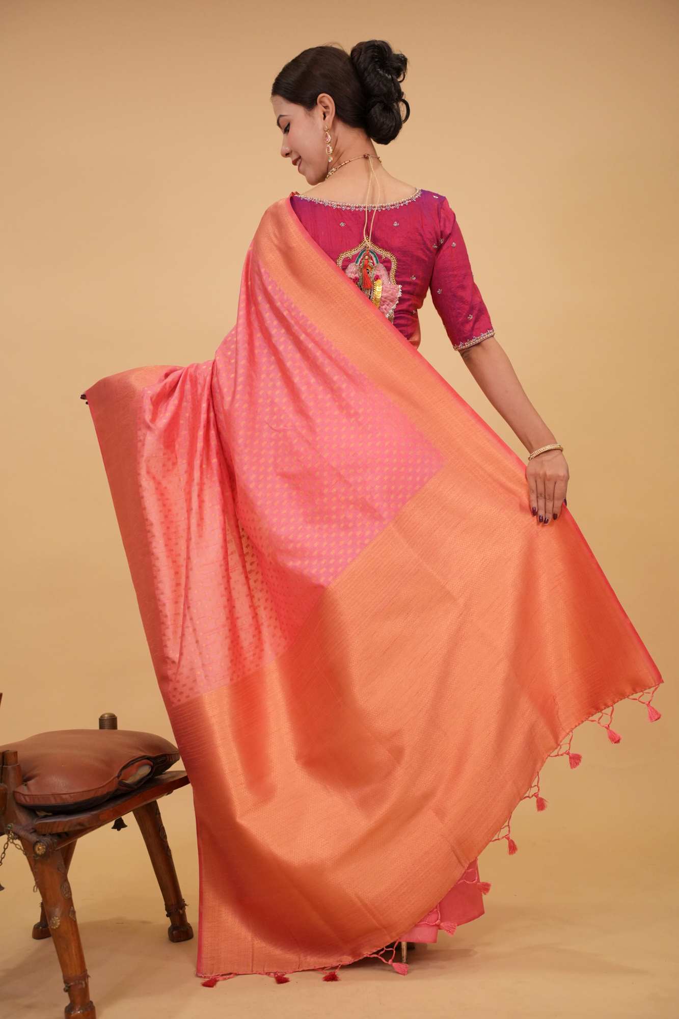 Gorgeous Festive Wedding Look Banarasi with Zari weaving Dense woven Border Ready to Wear Saree