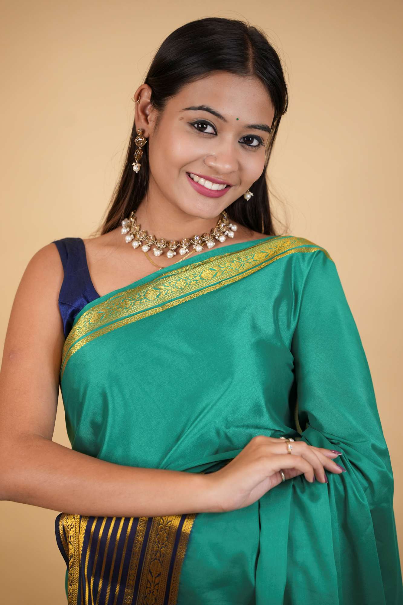 Traditional Mysore Silk with Rich Interwoven Chettinad Zari Border & Pallu Ready To Wear Saree