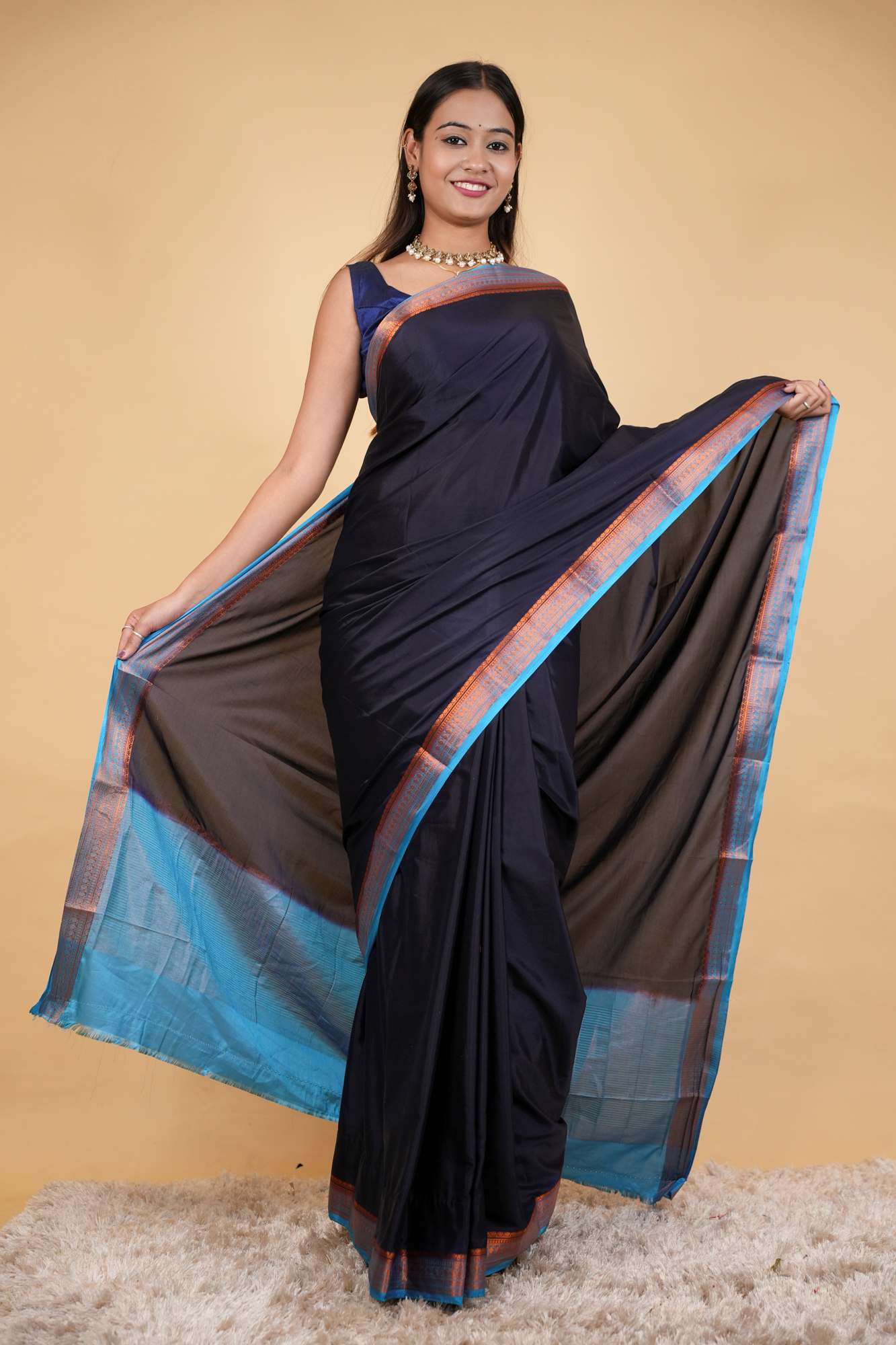 Classic Mysore Silk with Contrast Zari Border & Traditional Ready to Wear Saree
