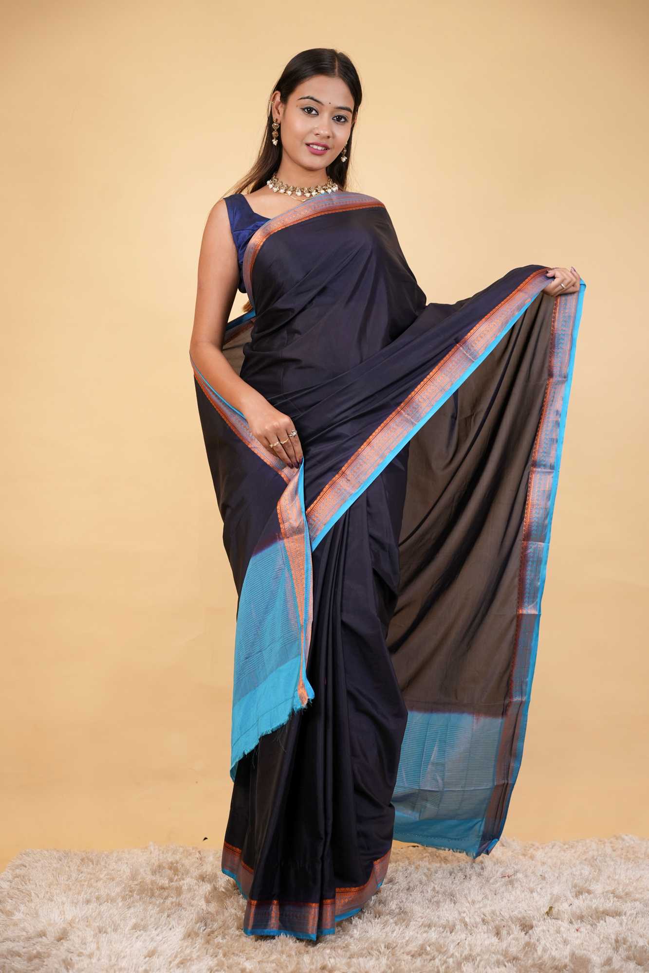 Classic Mysore Silk with Contrast Zari Border & Traditional Ready to Wear Saree